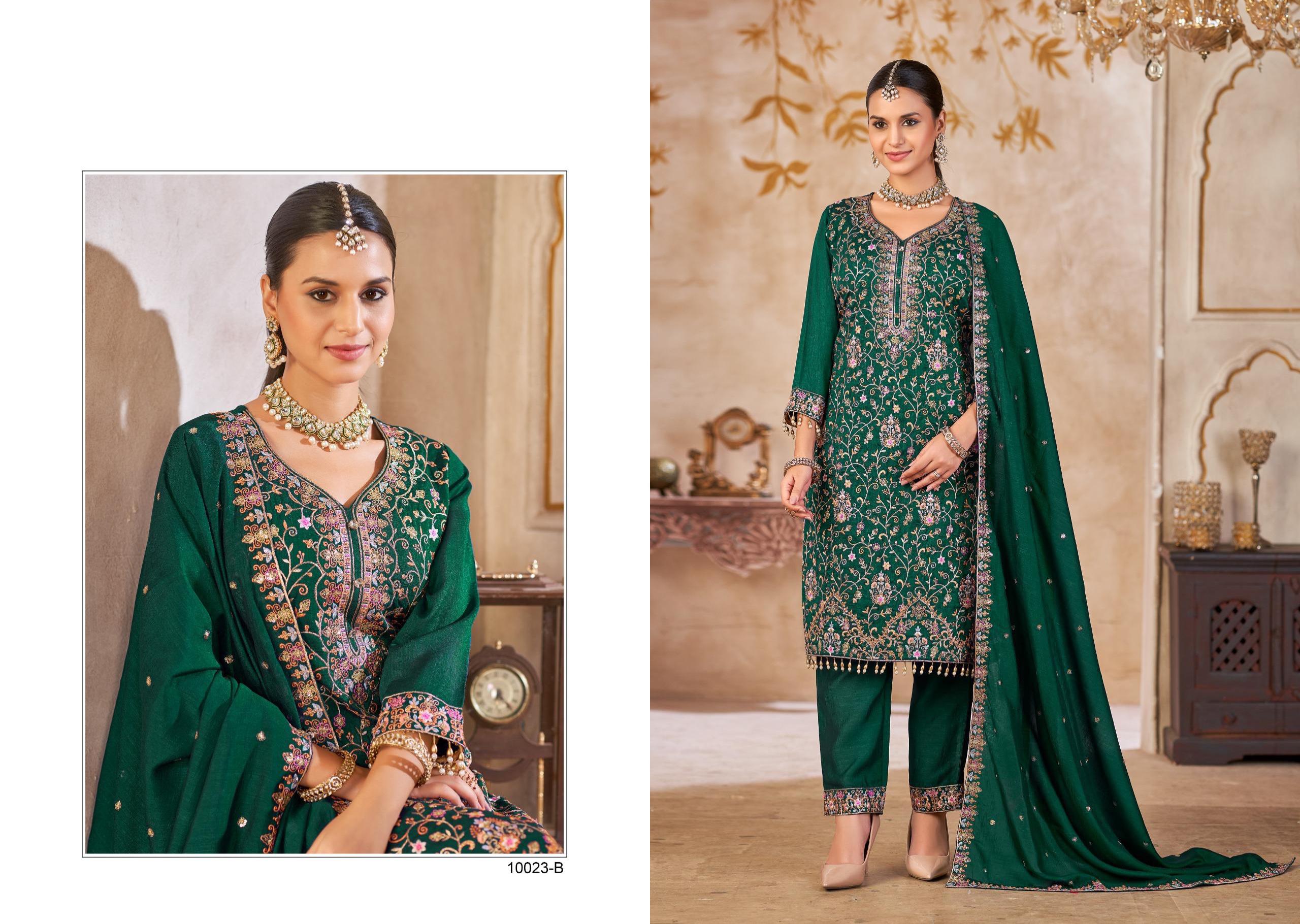 Clothbaba Vichitra Heavy Embroidered Ladies Readymade Suit with Crepe Inner