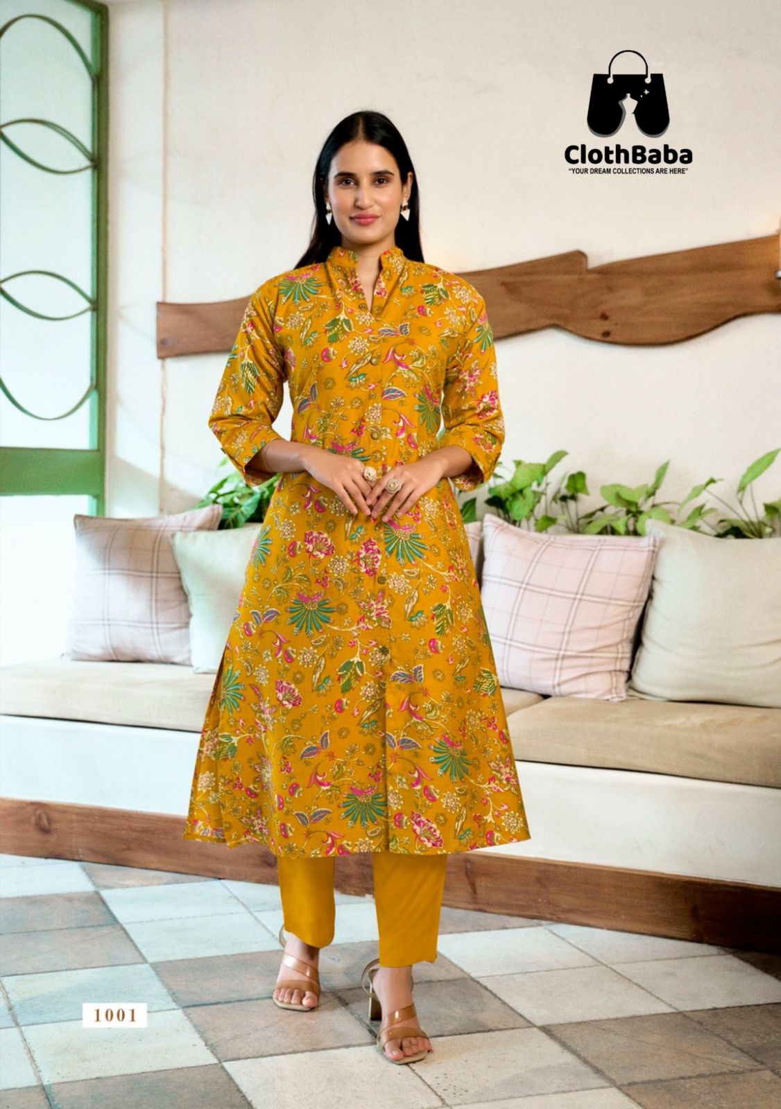 Clothbaba Women's Co-ord Set – Vatican Print A-Line Kurti