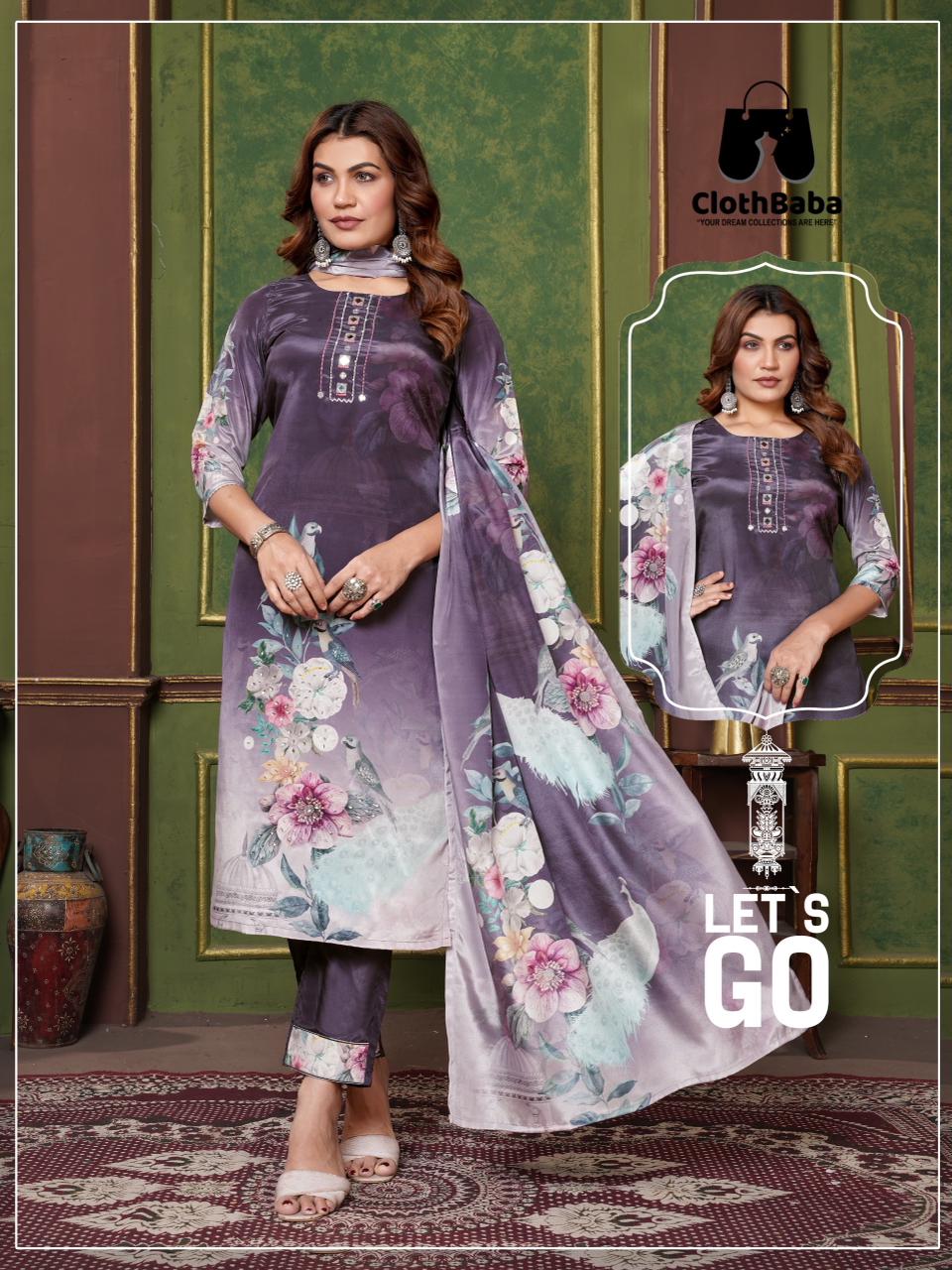 Lotus Crepe Silk Pakistani Readymade Suit Elegant Party Wear