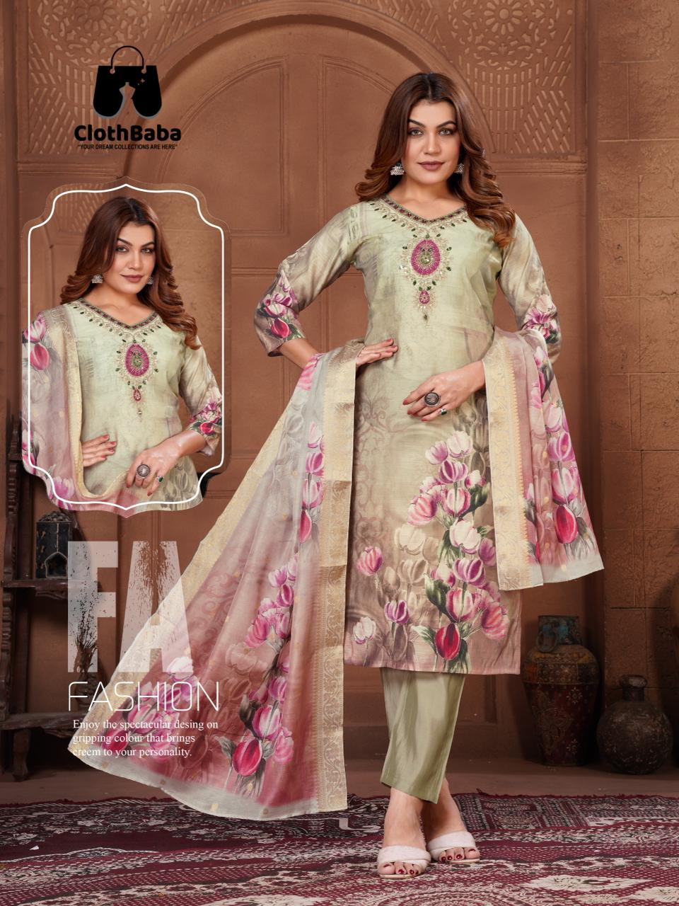 Swara Pure Bombay Silk Digital Print Pakistani Suit Wholesale