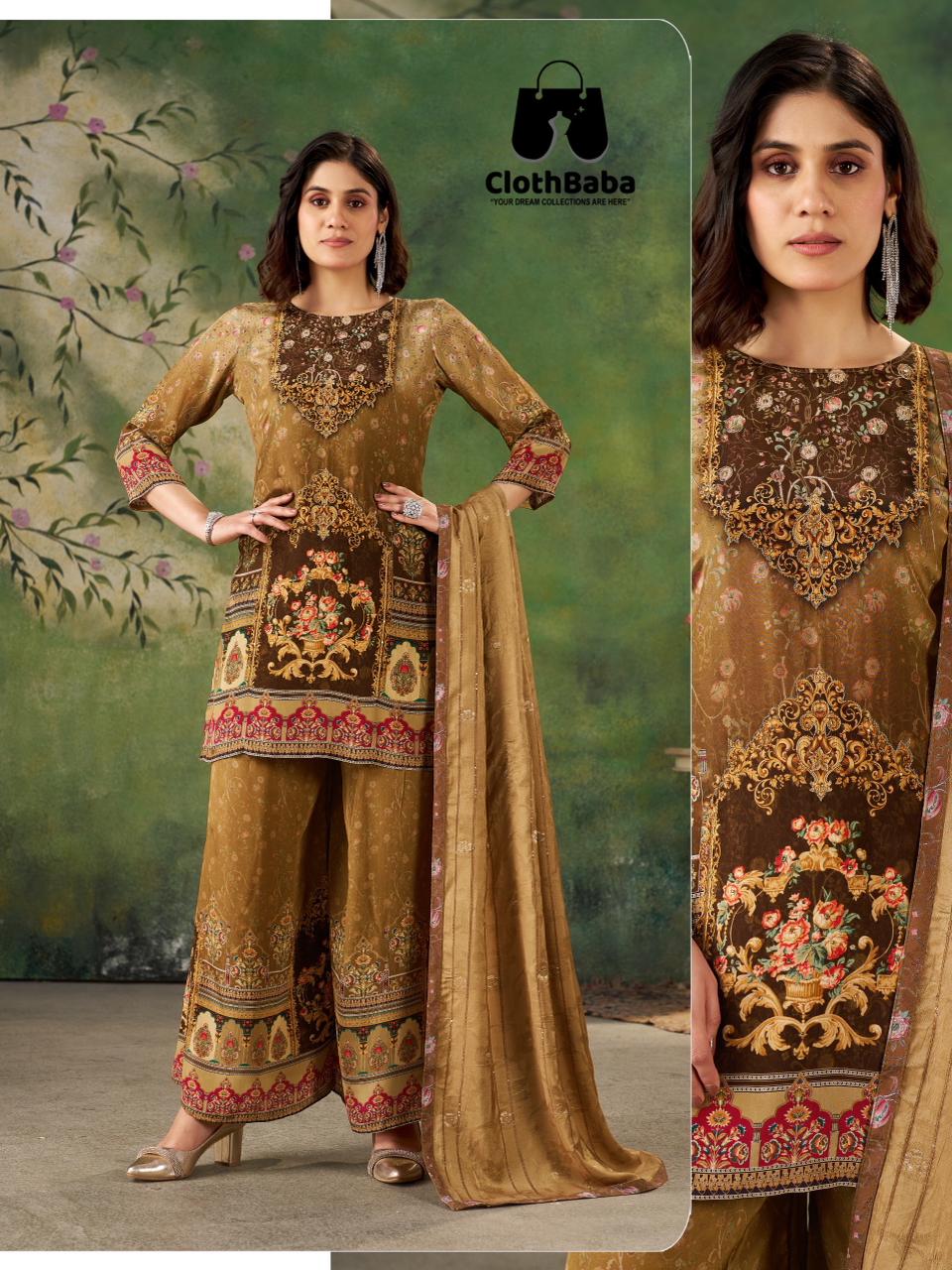 Elegant Pure Viscose Natural Crepe Readymade Suit
