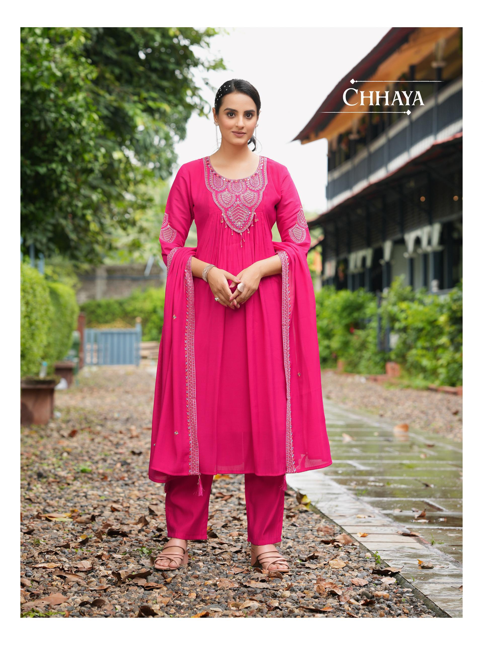 Chanderi Charm – Elegant Mull Silk Anarkali Suit with Intricate Hand Embroidery & Dupatta