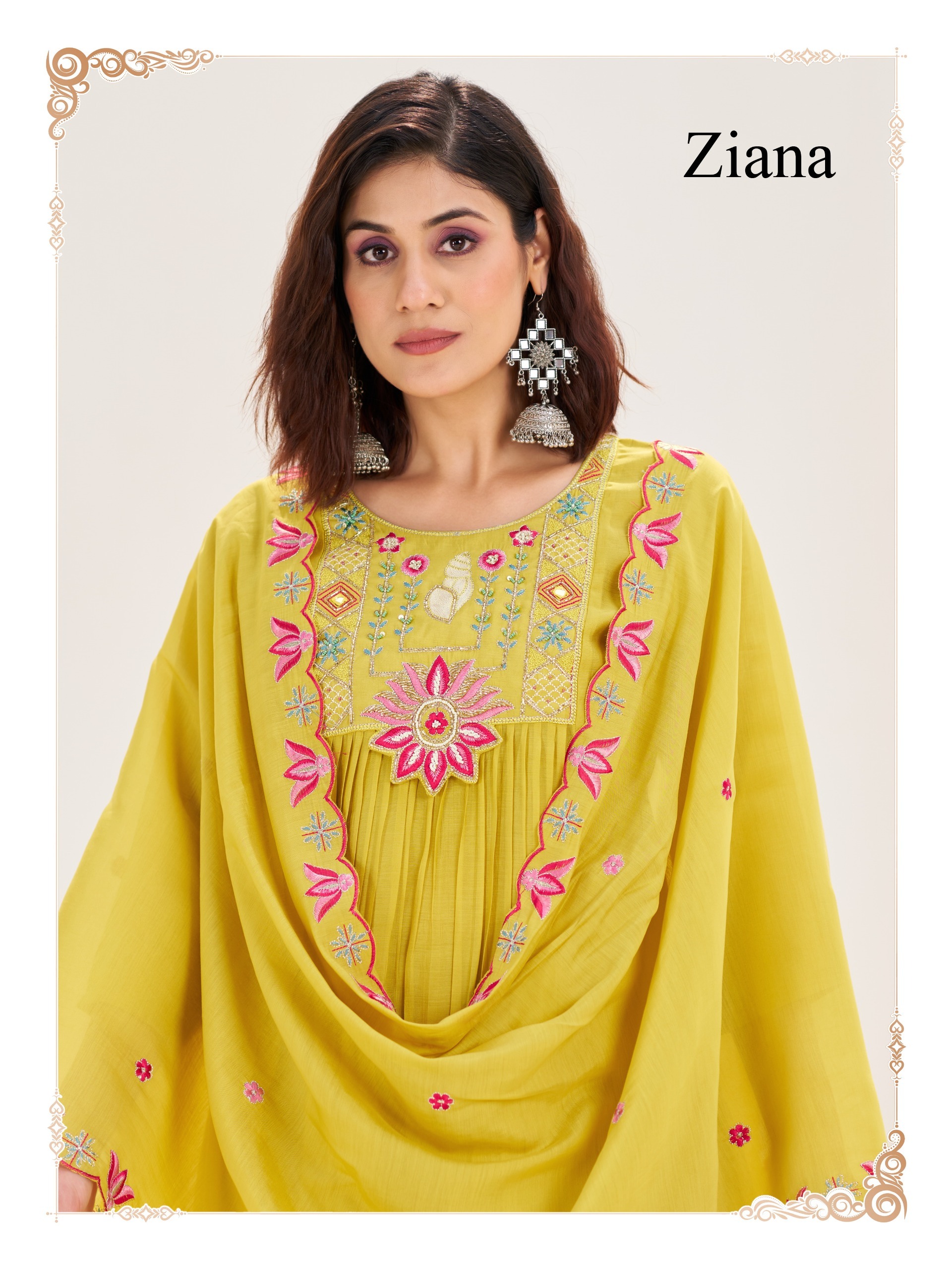 Hand-Embroidered Chanderi Silk Suit with Soft Cotton Inner