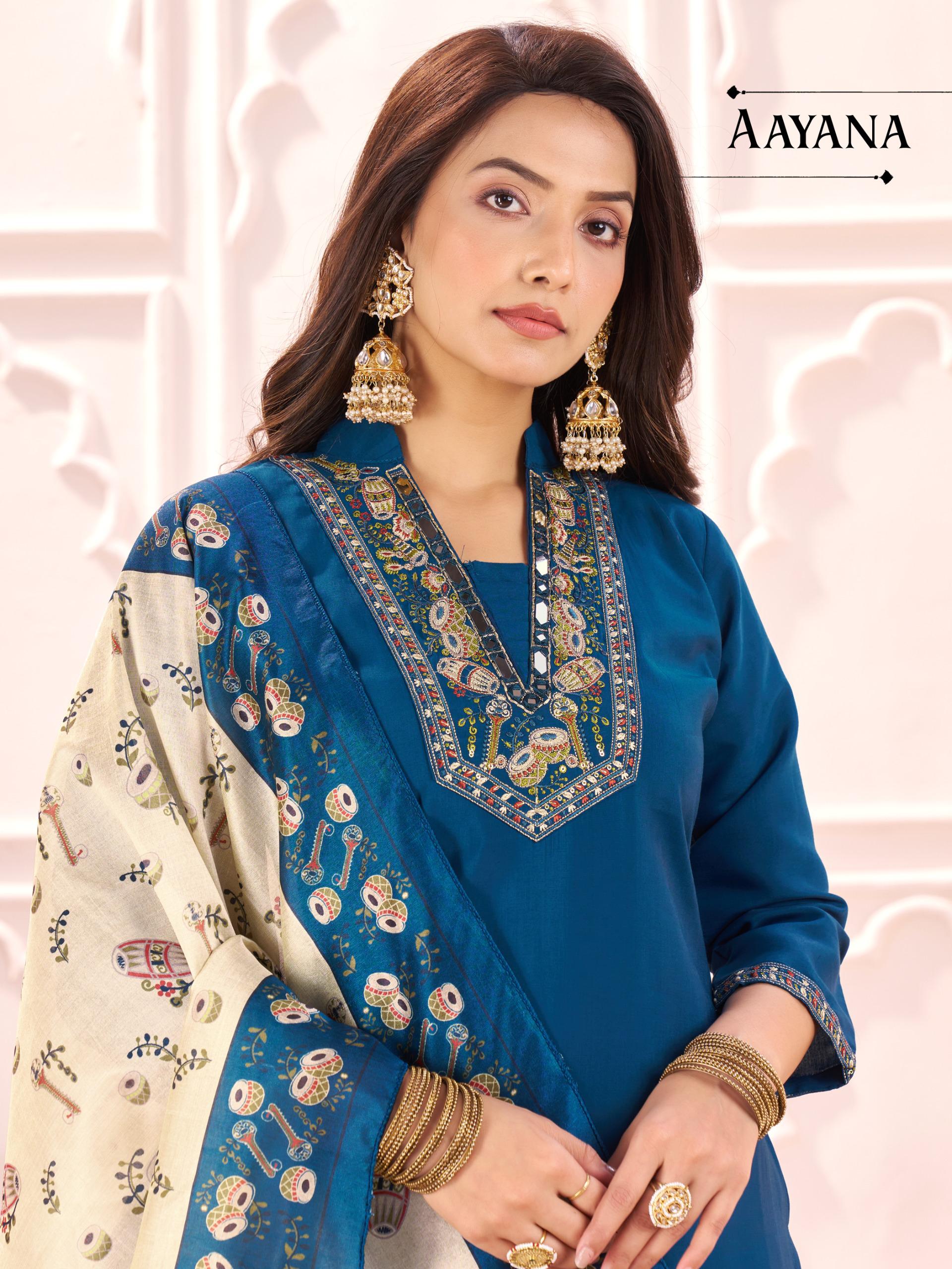 Hand-Embroidered Roman Silk Suit with Digital Print Chanderi Dupatta