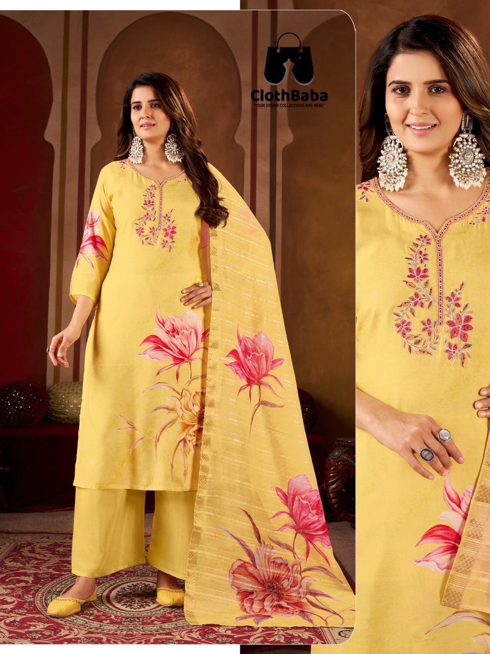 Pure Muslin Printed Readymade Suit Wholesale M-2XL Set