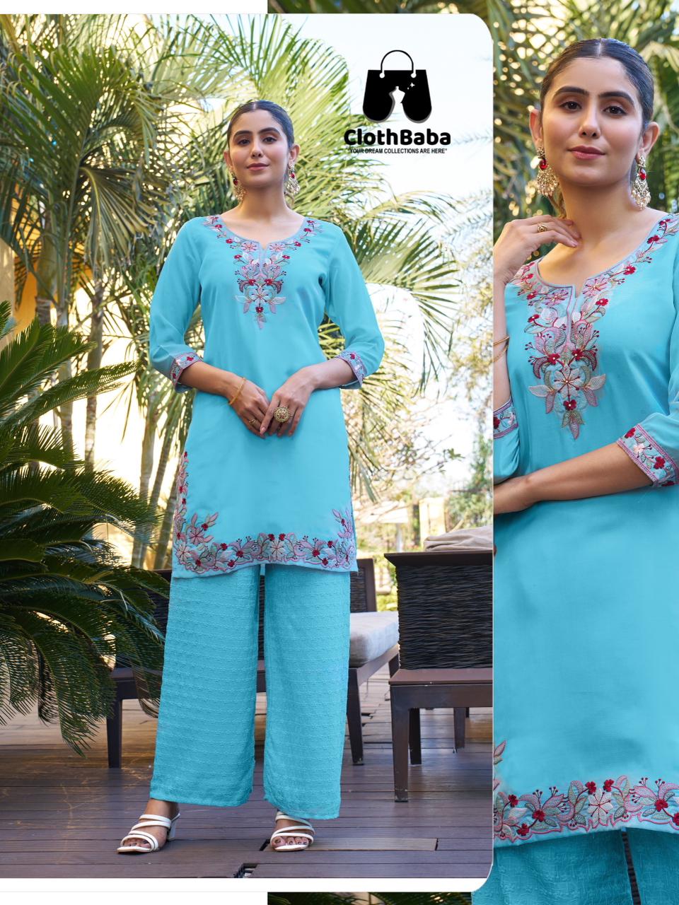 Stylish Organza Ladies Co-ord Set