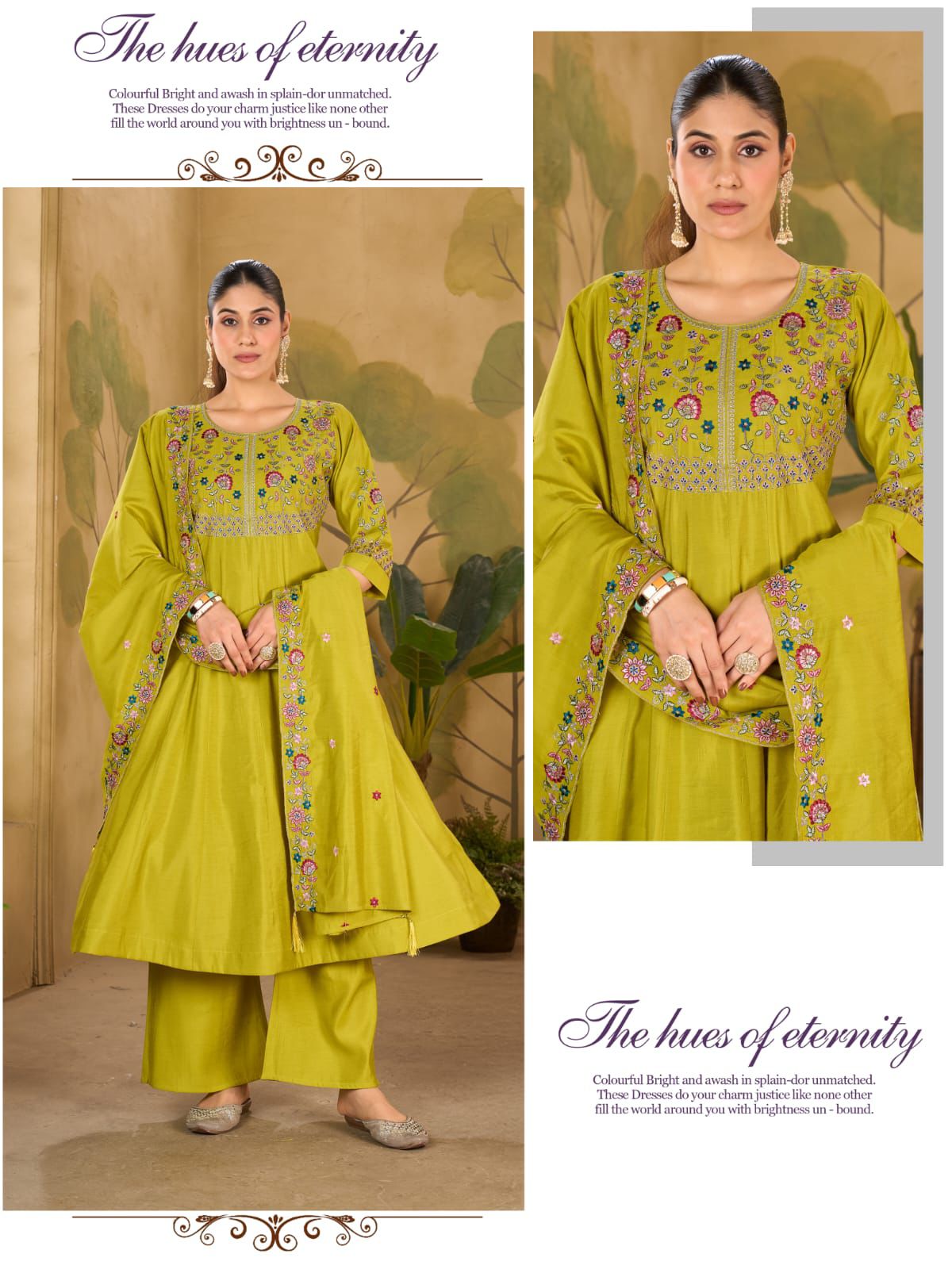 Festive Ladies Anarkali Suit with Pure Chanderi Digital Dupatta