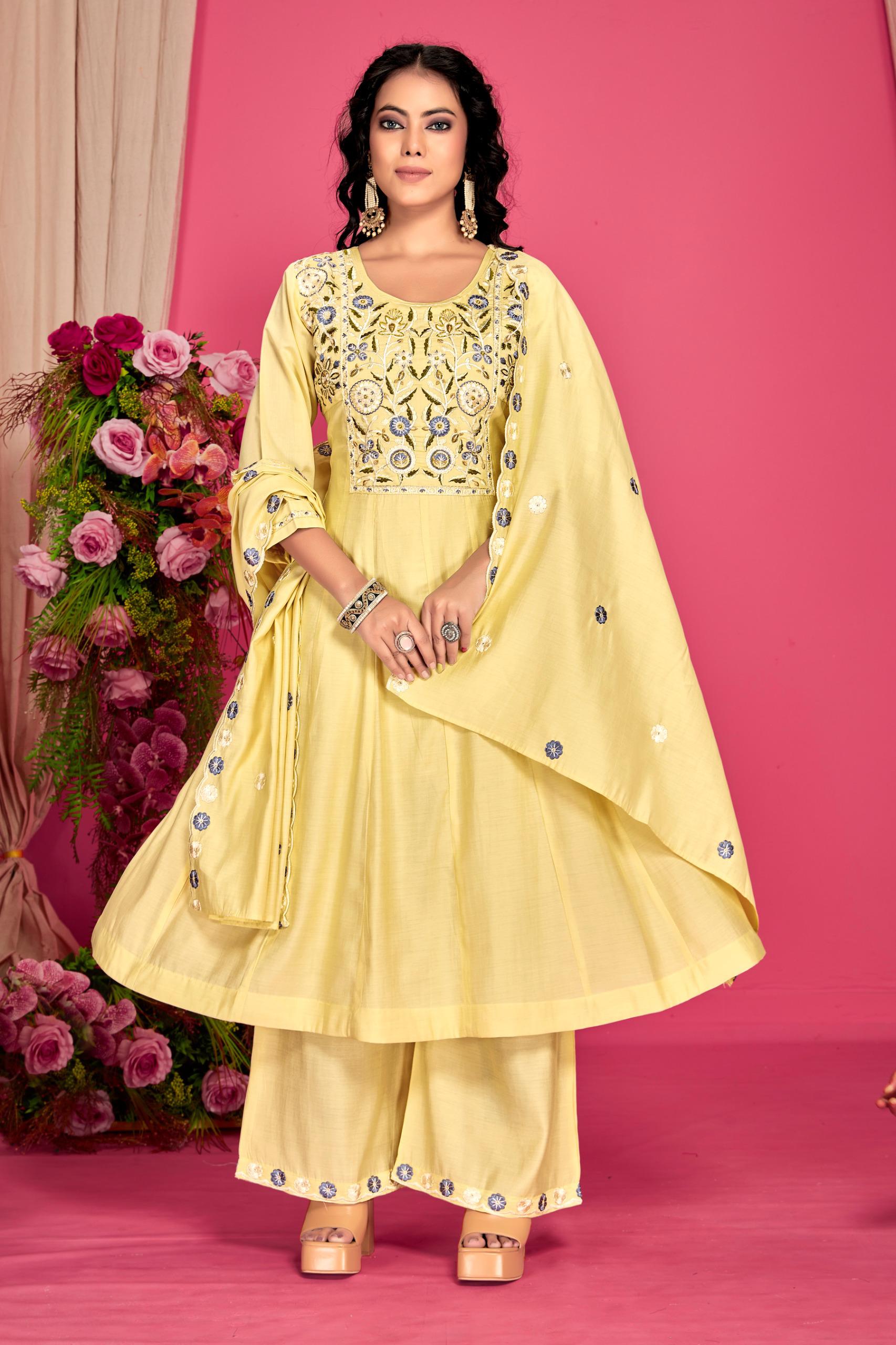 Premium 3PC Roman Silk Anarkali Suit