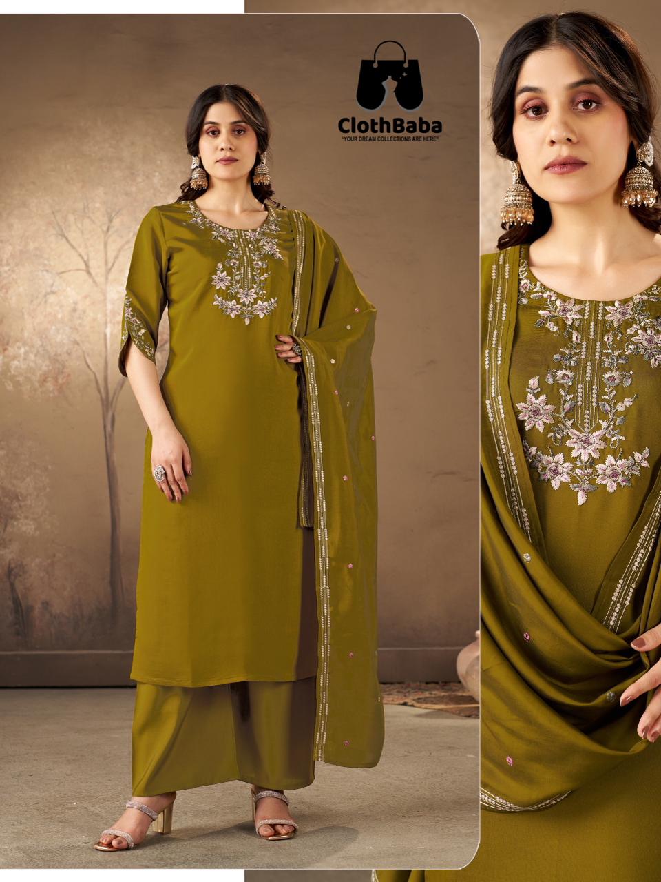 Bombay Silk Readymade Suit with Handwork