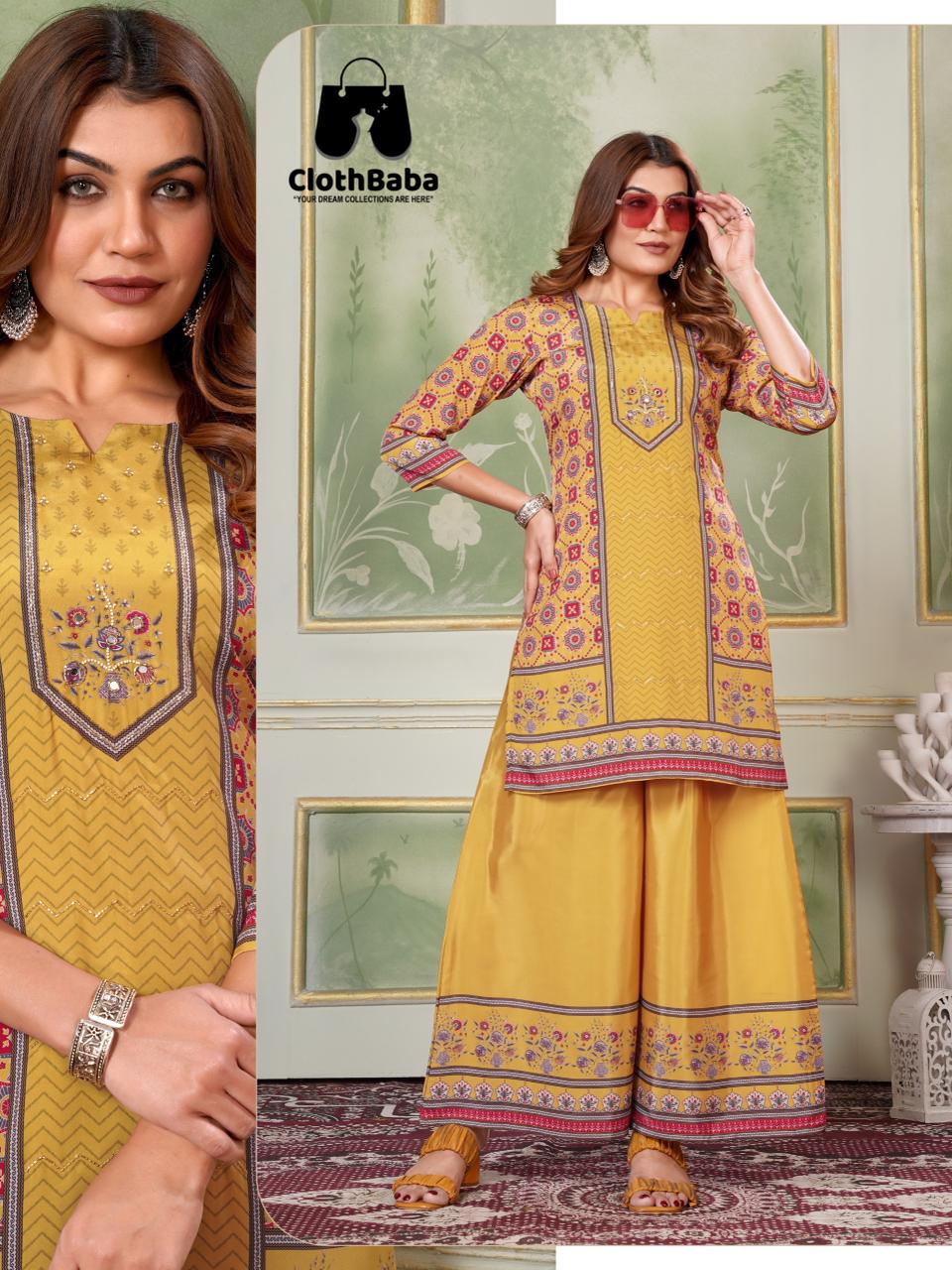 Modern Crepe Silk Readymade Co-ord Set Wholesale Ladies Wear