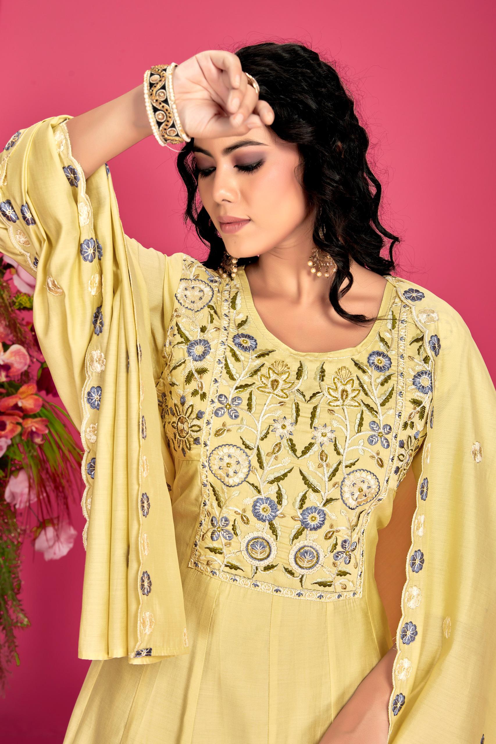 Premium 3PC Roman Silk Anarkali Suit
