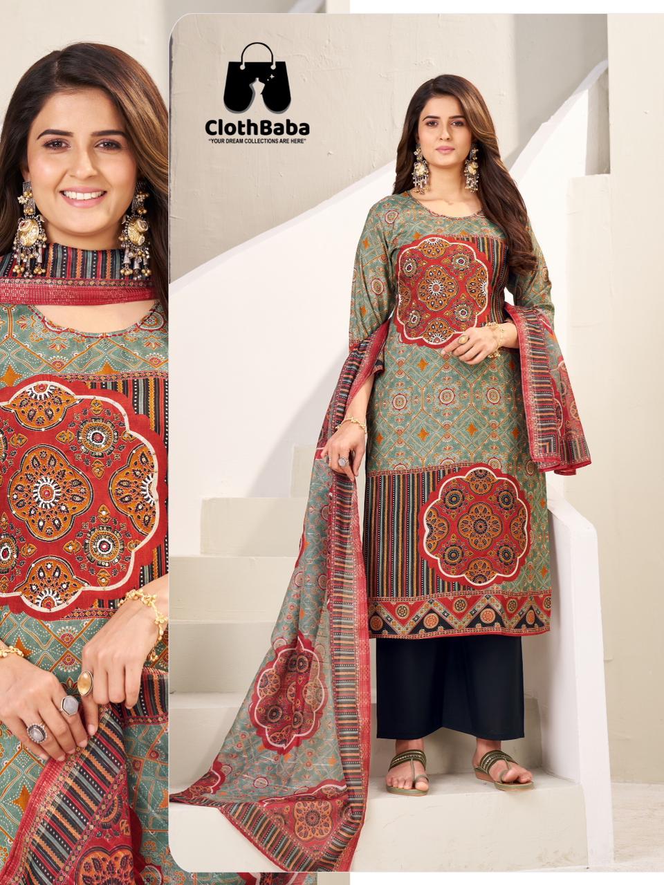 Stylish Pakistani Printed Muslin Suit