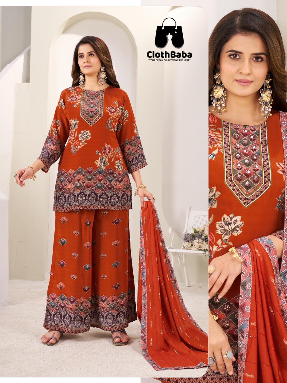 Pure Viscose Natural Crepe Readymade Suit