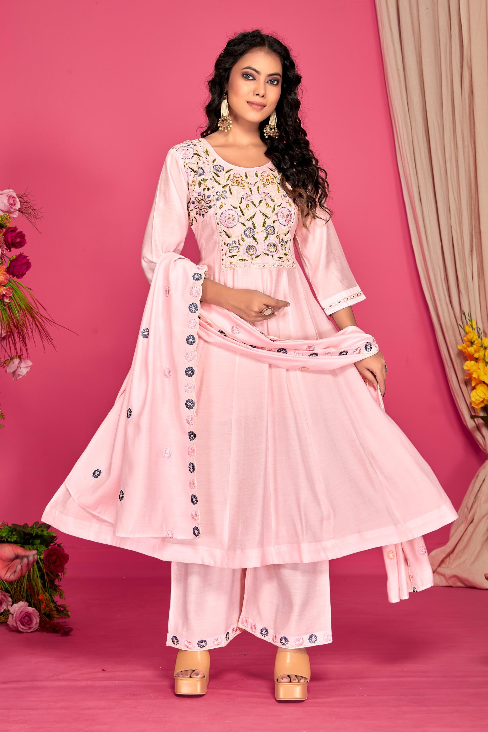 Premium 3PC Roman Silk Anarkali Suit