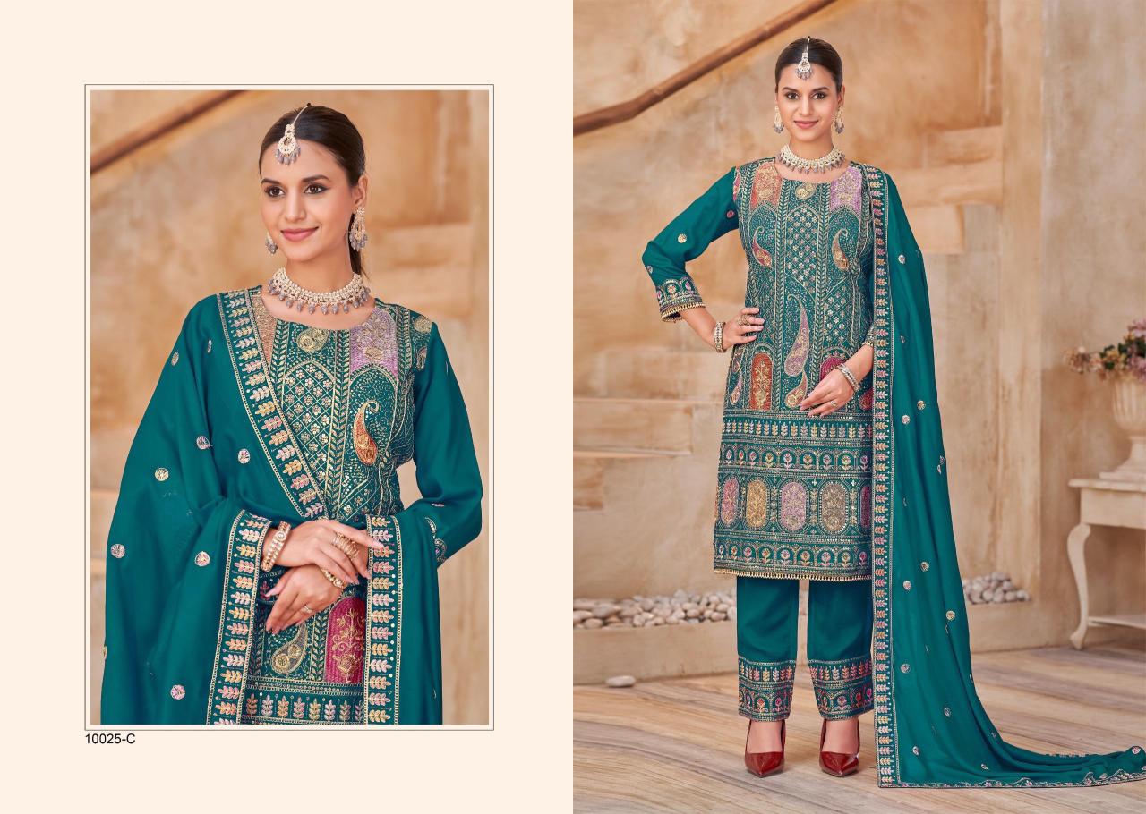 Designer Vichitra Heavy Embroidered Readymade Suit Set with Crepe Inner