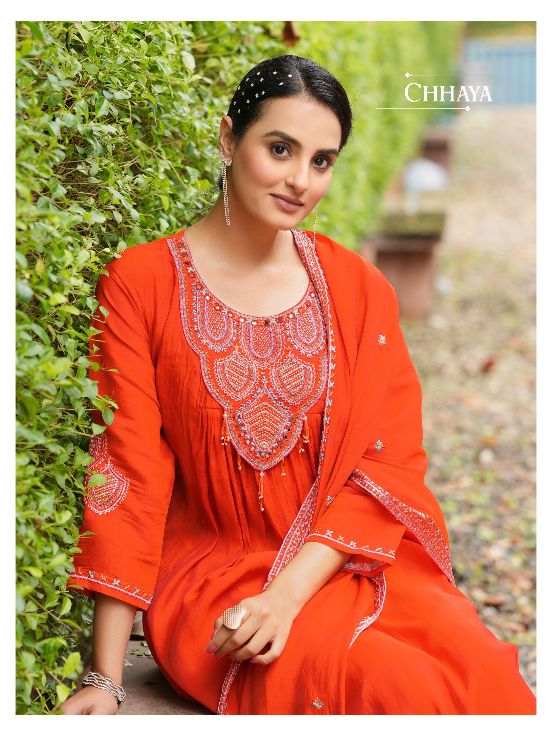 Chanderi Charm – Elegant Mull Silk Anarkali Suit with Intricate Hand Embroidery & Dupatta