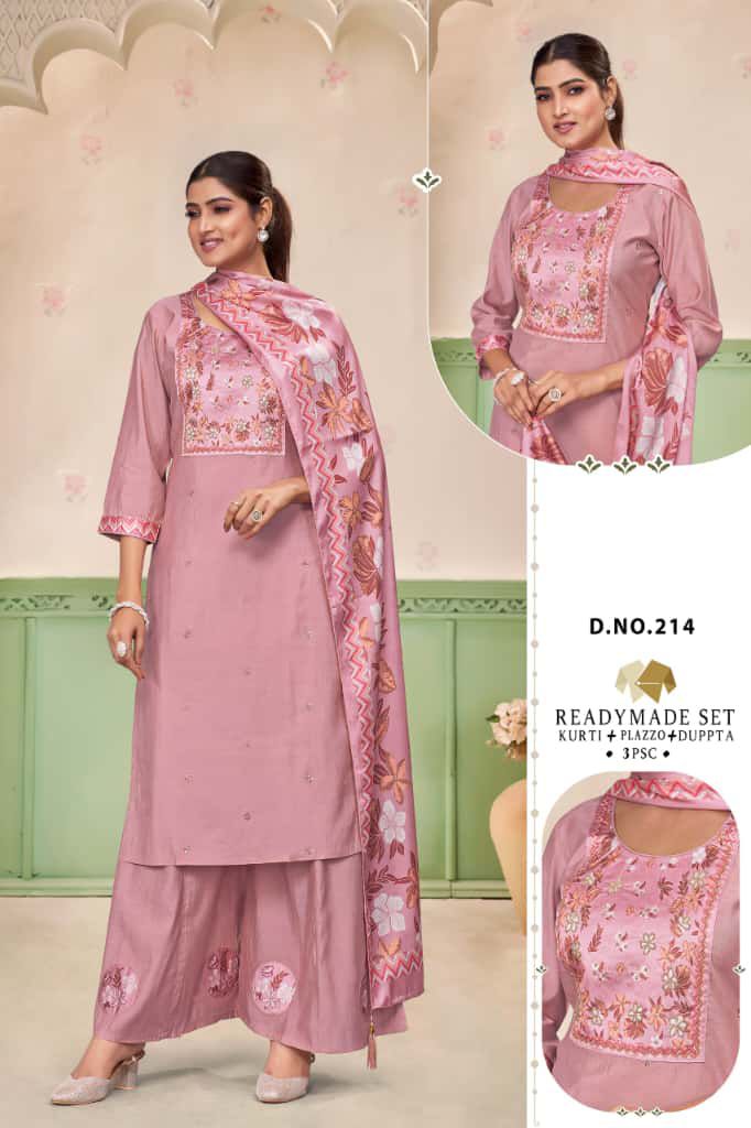 Vatican Viscose Readymade Suit with Handwork & Muslin Jequard Dupatta
