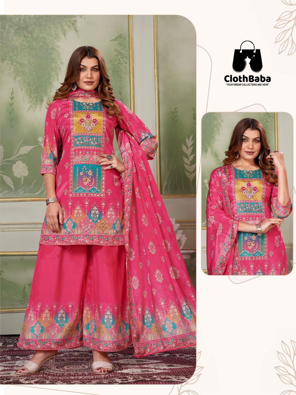 Premium Crepe Silk Sufiyana Suit Readymade 3-Piece Set