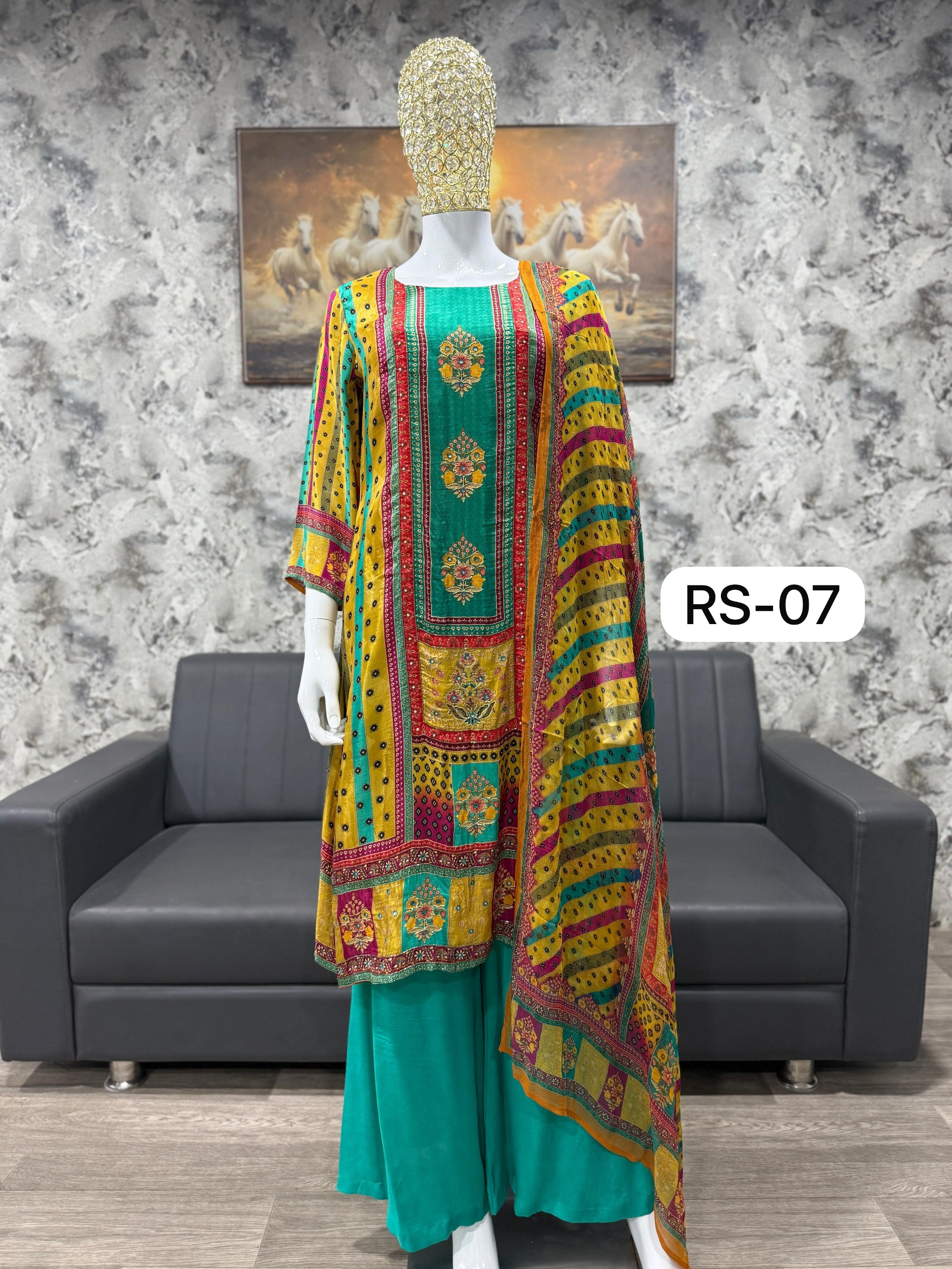 Pakistani Pure Crepe Suit with Santoon Bottom