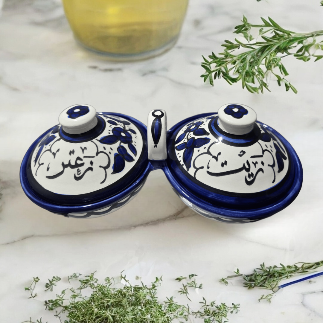 Large Zeit & Zaatar Ceramic Bowl With Handle [Royal Blue]