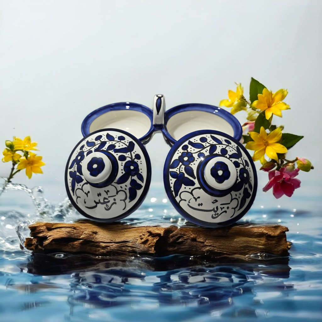Large Zeit & Zaatar Ceramic Bowl With Handle [Royal Blue]