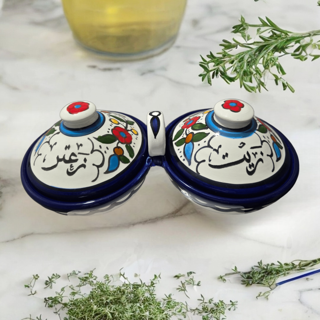 Large Zeit & Zaatar Ceramic Bowl With Handle [Multicoloured]