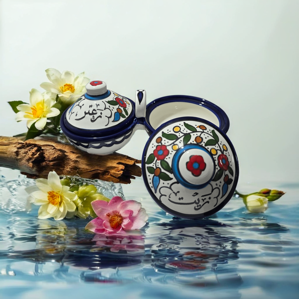 Large Zeit & Zaatar Ceramic Bowl With Handle [Multicoloured]