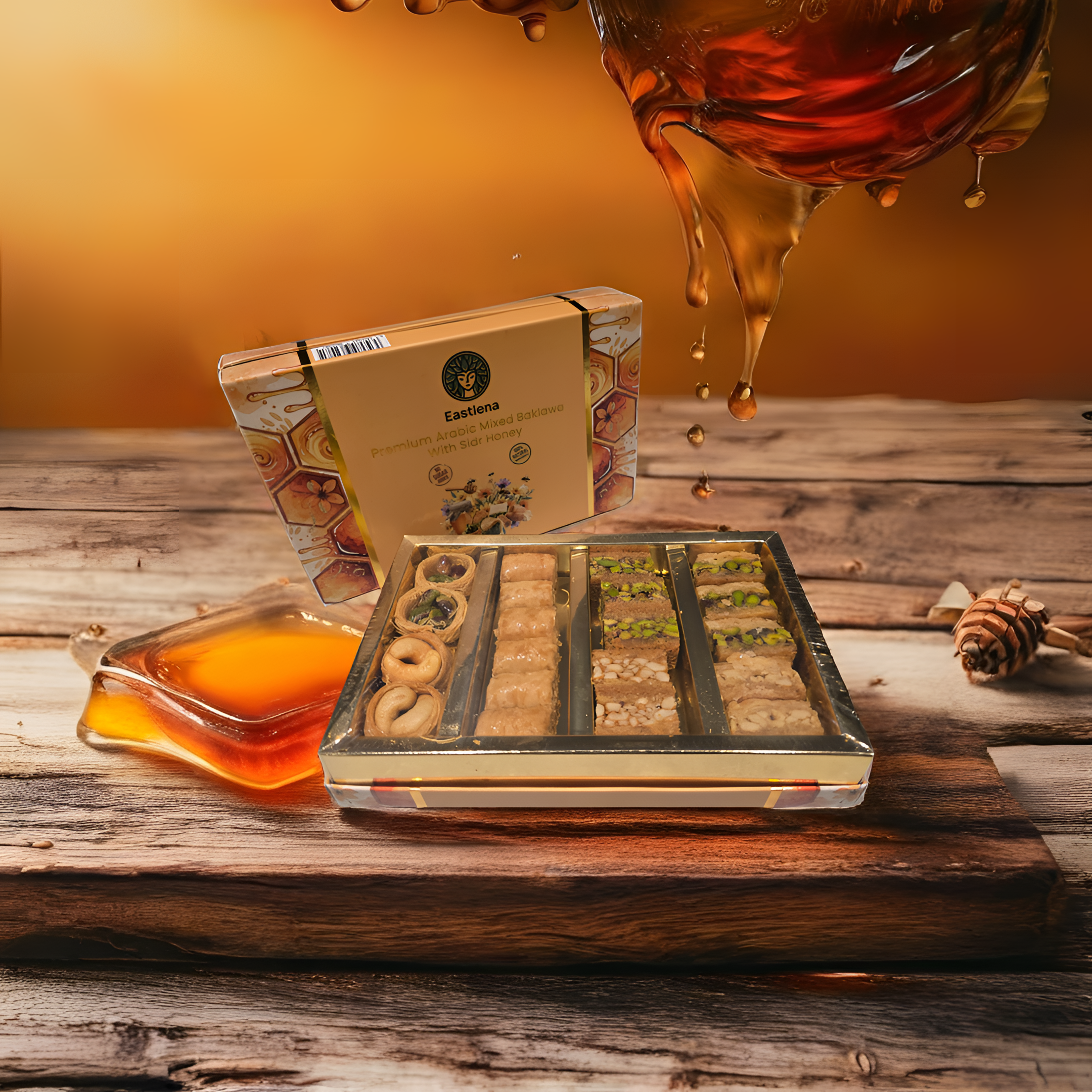 Eastlena Premium Arabic Mixed Baklawa With Sidr Honey - 200g
