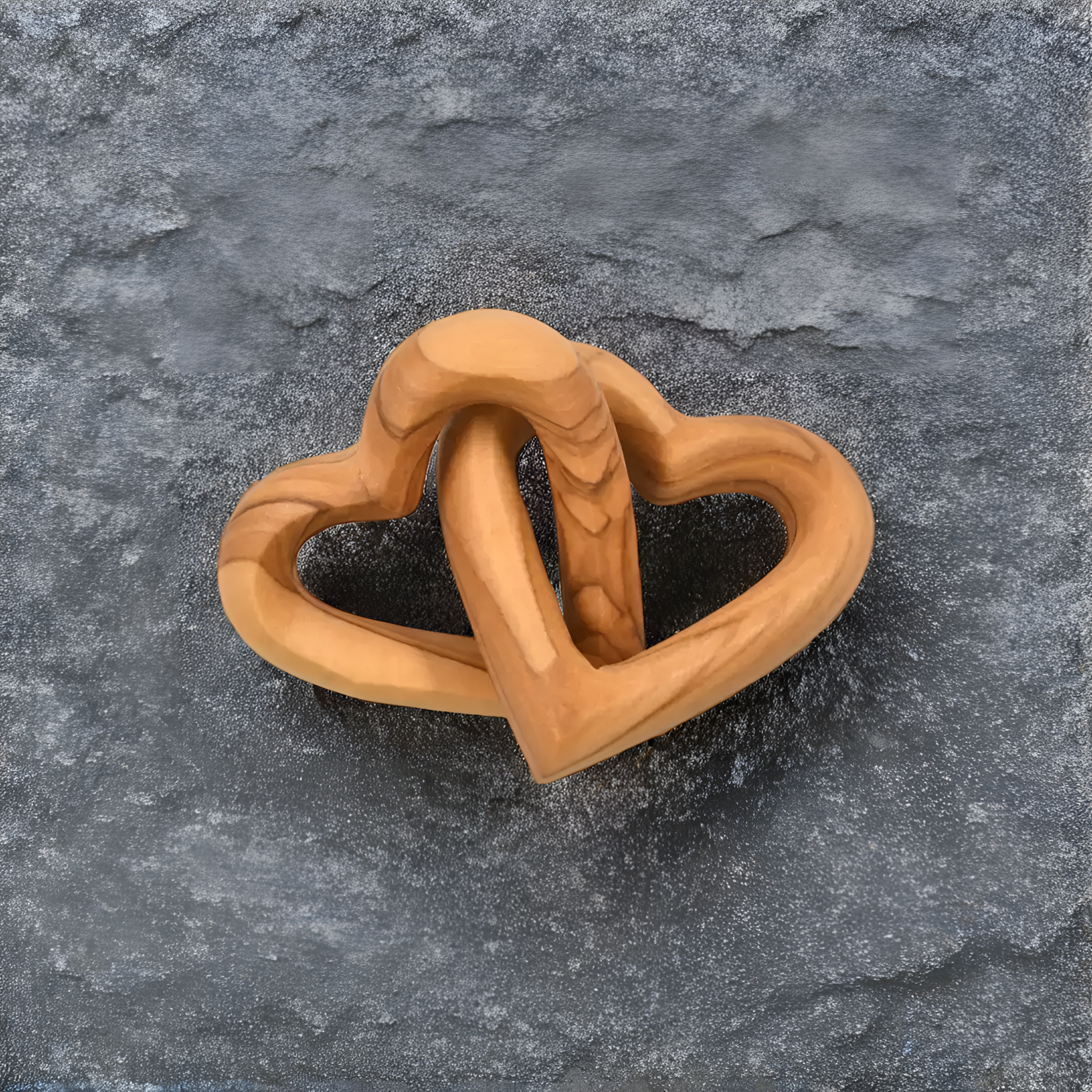 Olive Wood Joint Twin Hearts