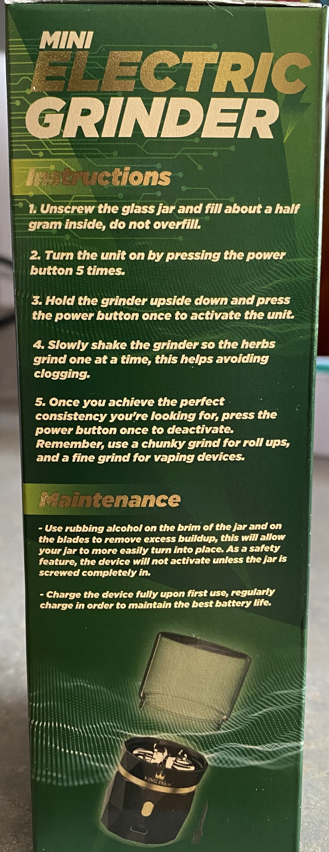 King Palm Surge Electric Grinder