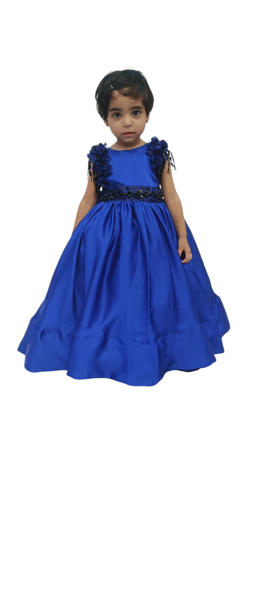 Royal blossom Ball Gown for Girls, color customization, bead work complementing hand made flowers 