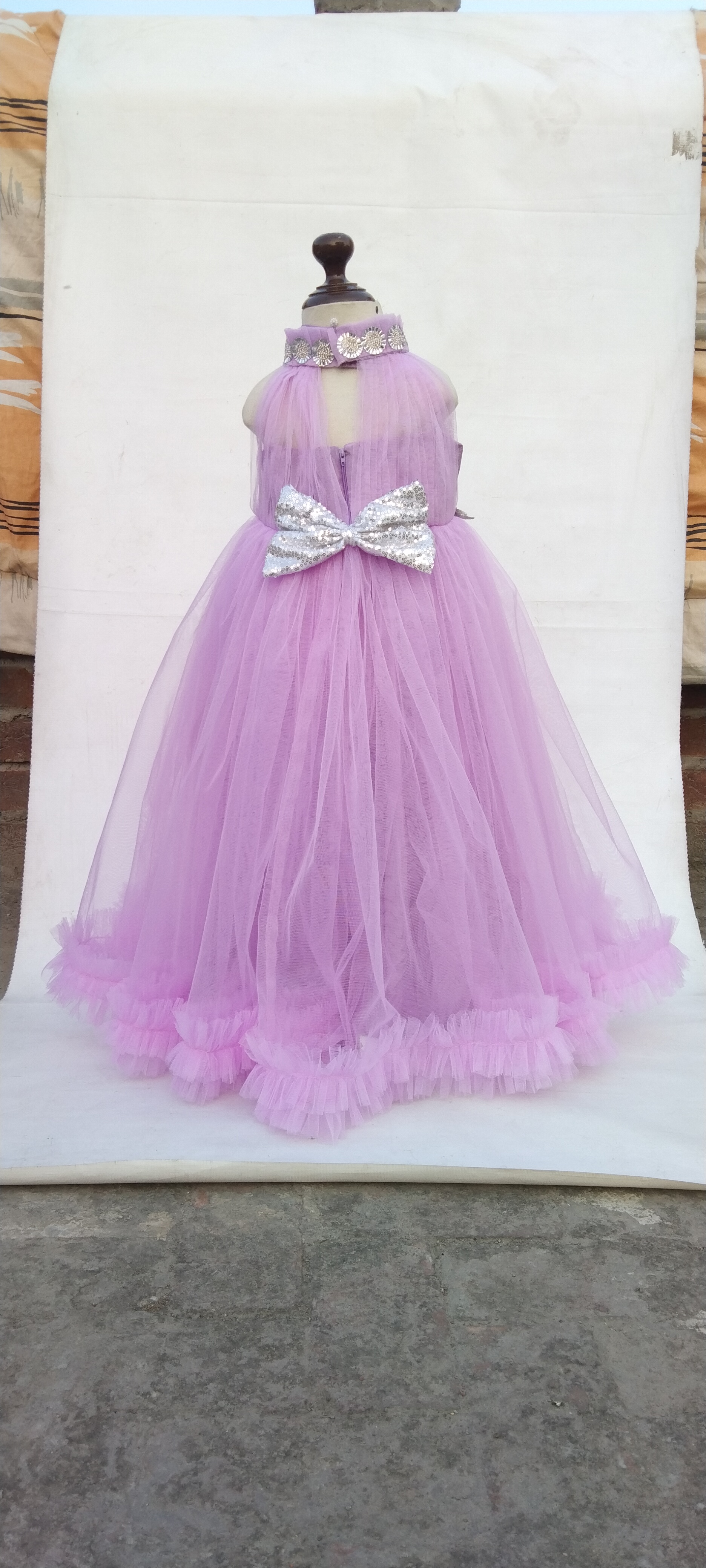 whimsical Fantasy Sparkling Choker Dress for girls is a vision of elegance with crystal accents, pleated bodice, and a dreamy layered skirt.