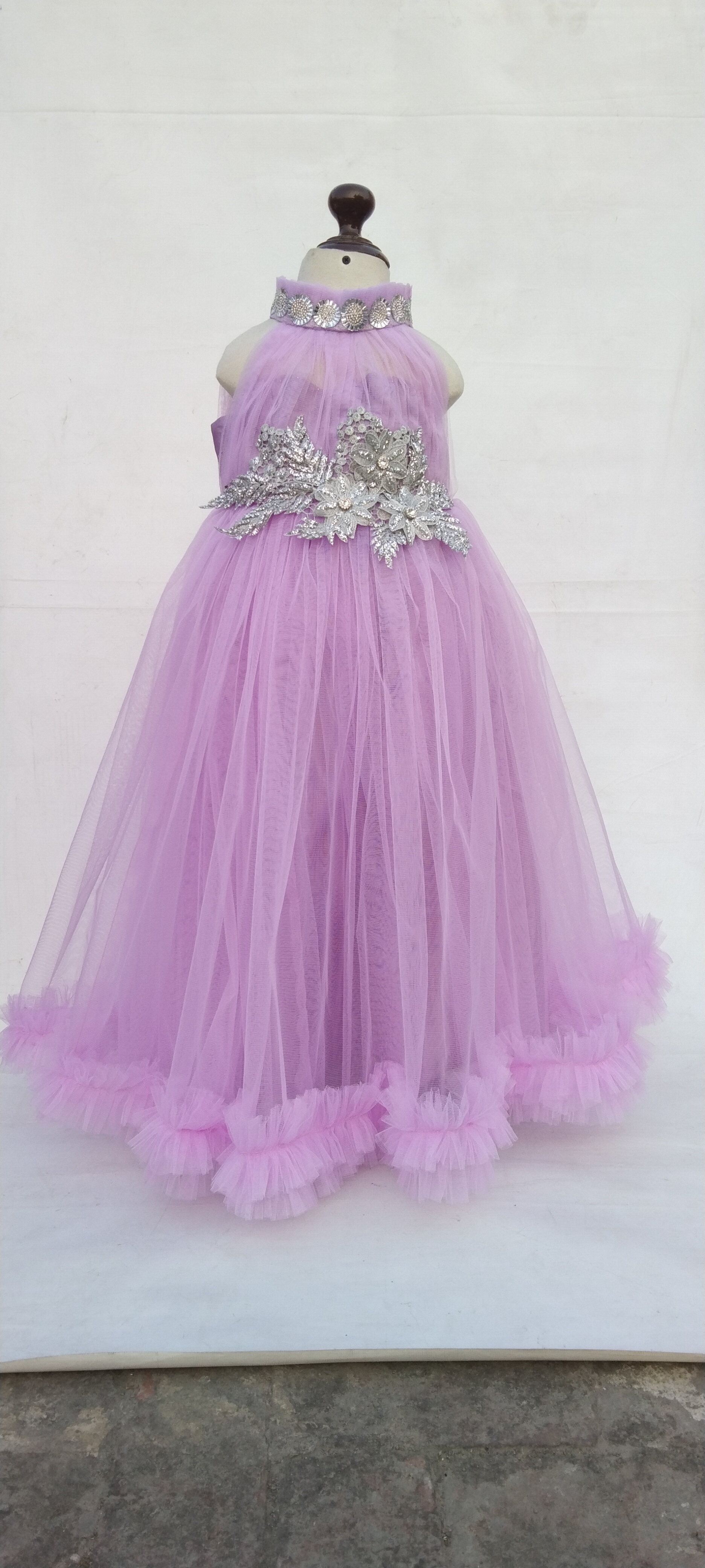 whimsical Fantasy Sparkling Choker Dress for girls is a vision of elegance with crystal accents, pleated bodice, and a dreamy layered skirt.