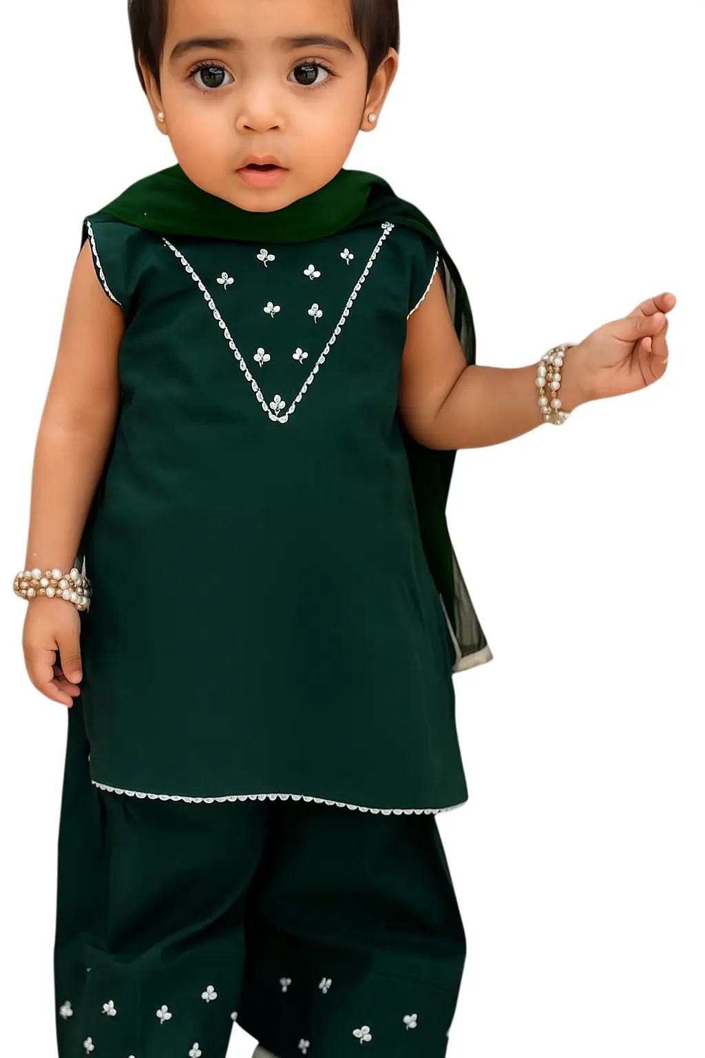 Kids Green Traditional farshi Salwar Kameez Set