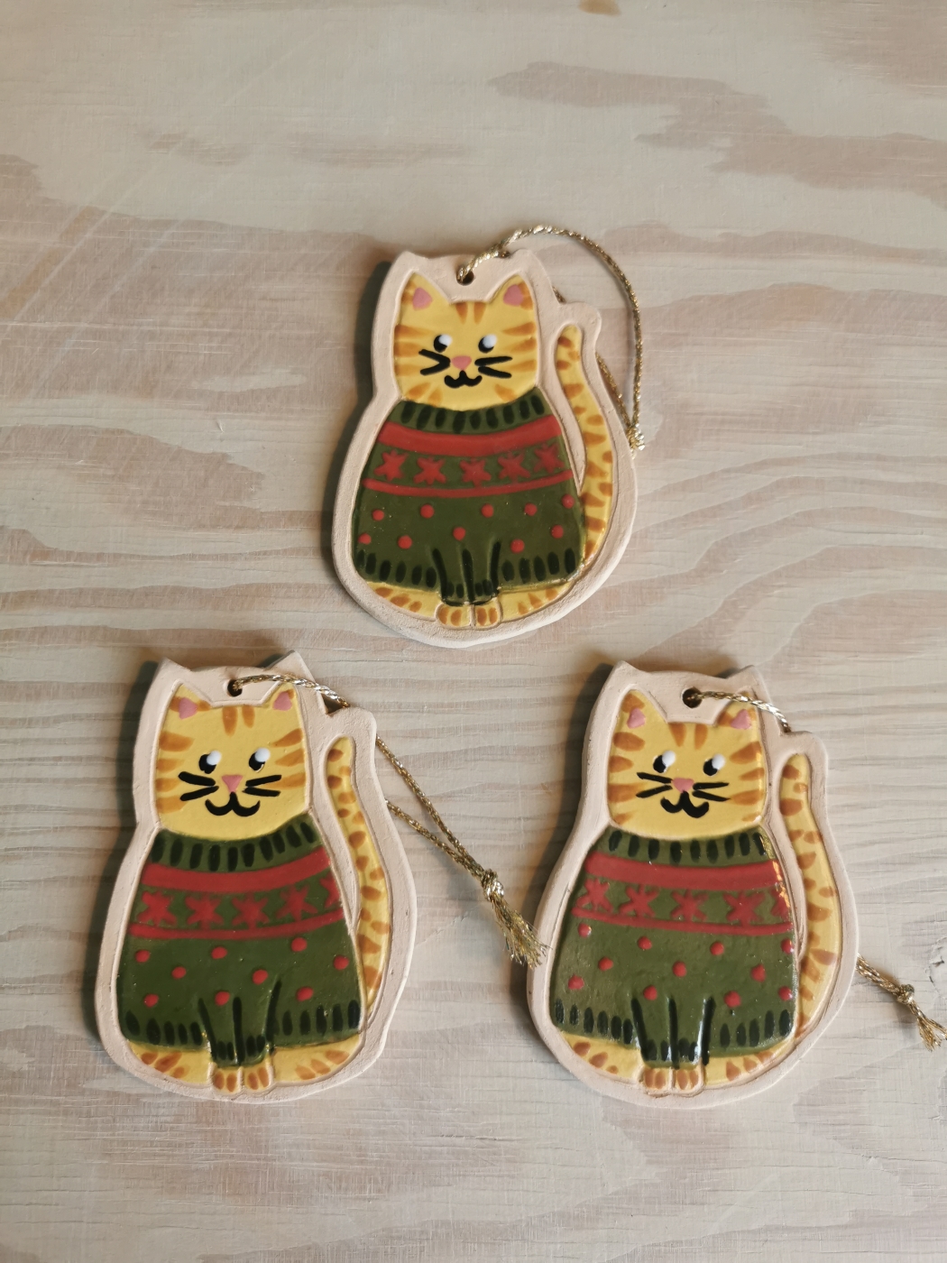 Handgemaakte Katten Kerstornamenten