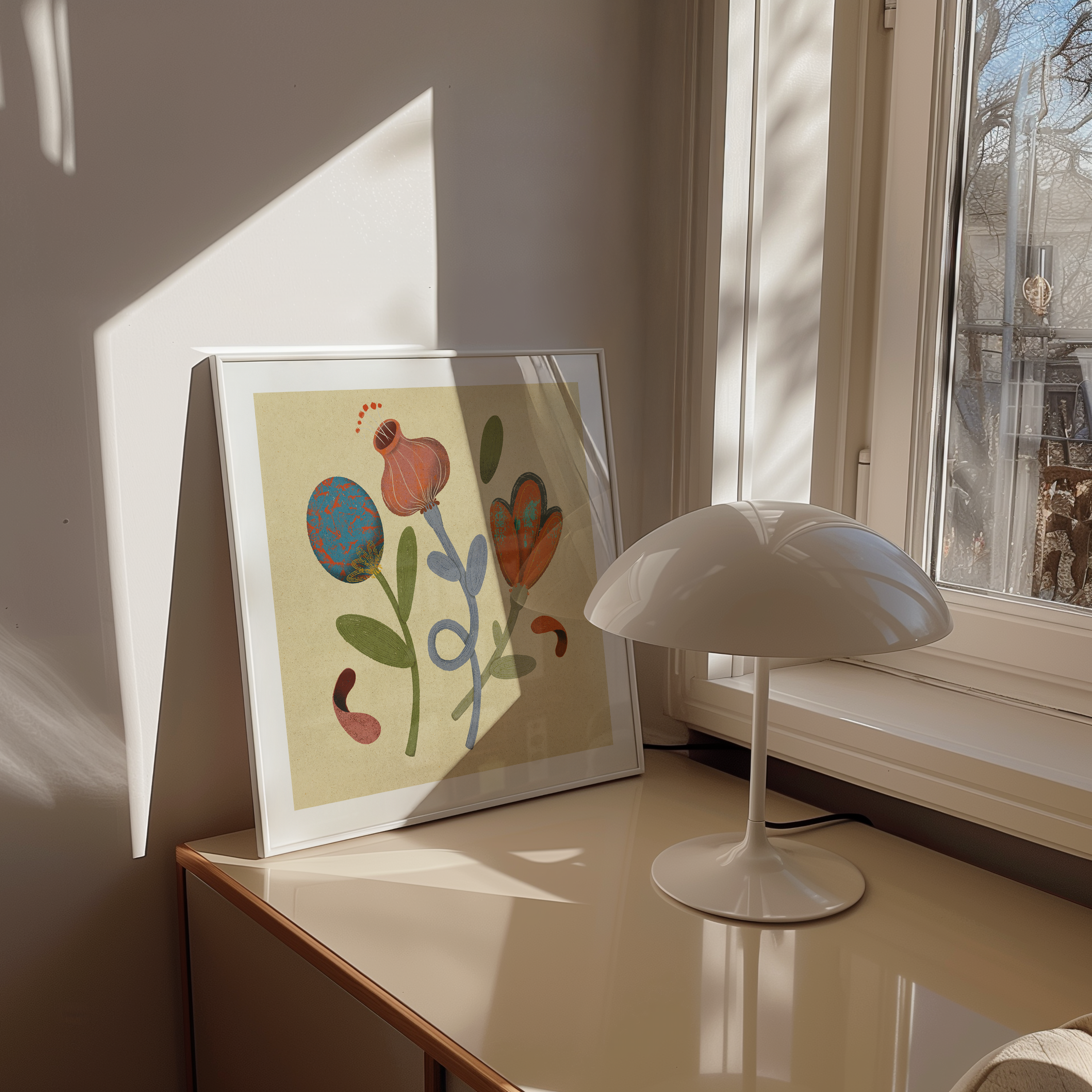 Florals on Beige Background