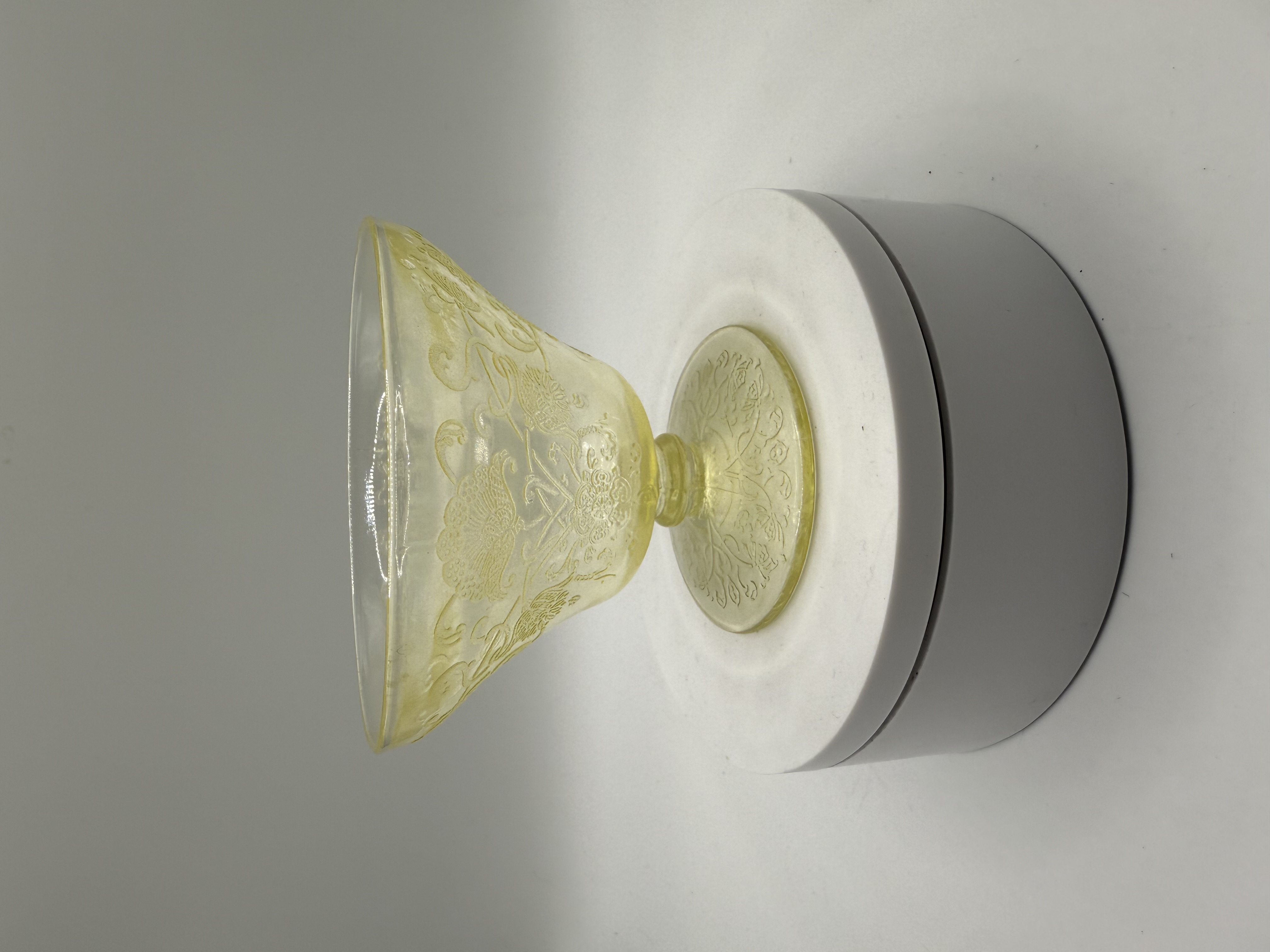 Vintage Yellows Florentine 2 Depression Glass Sherbet by Hazel Atlas