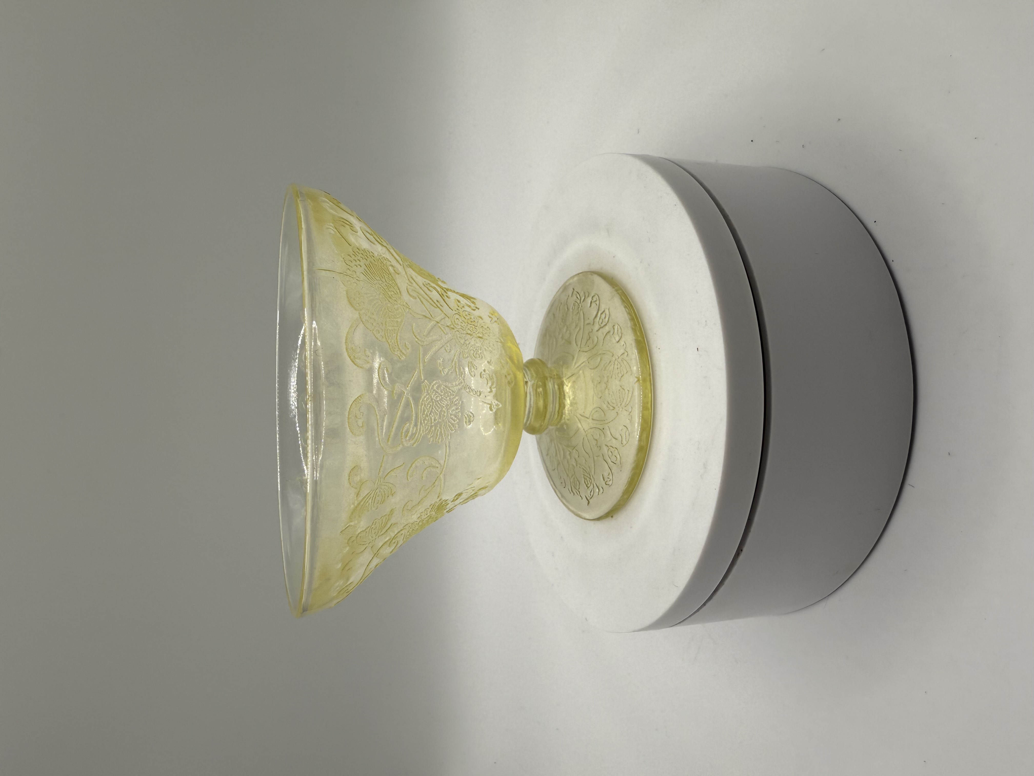 Vintage Yellows Florentine 2 Depression Glass Sherbet by Hazel Atlas