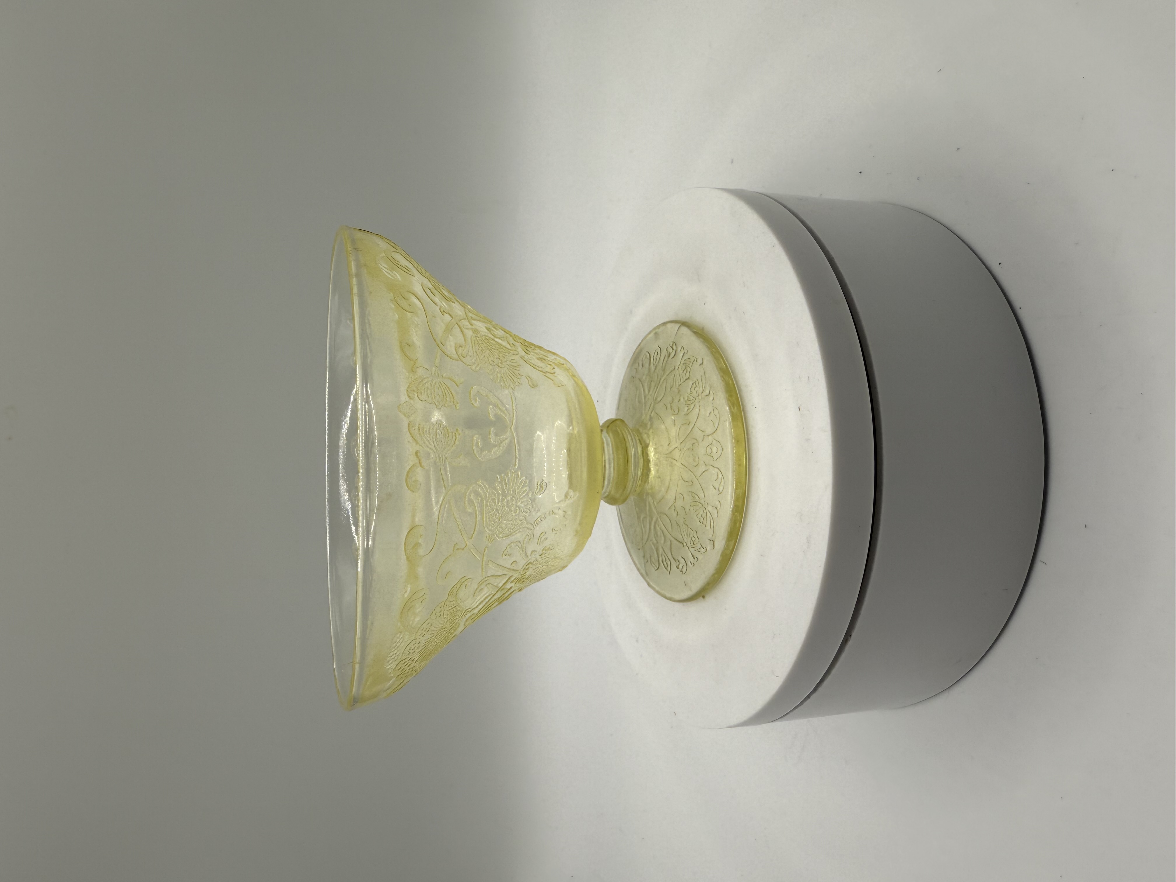 Vintage Yellows Florentine 2 Depression Glass Sherbet by Hazel Atlas