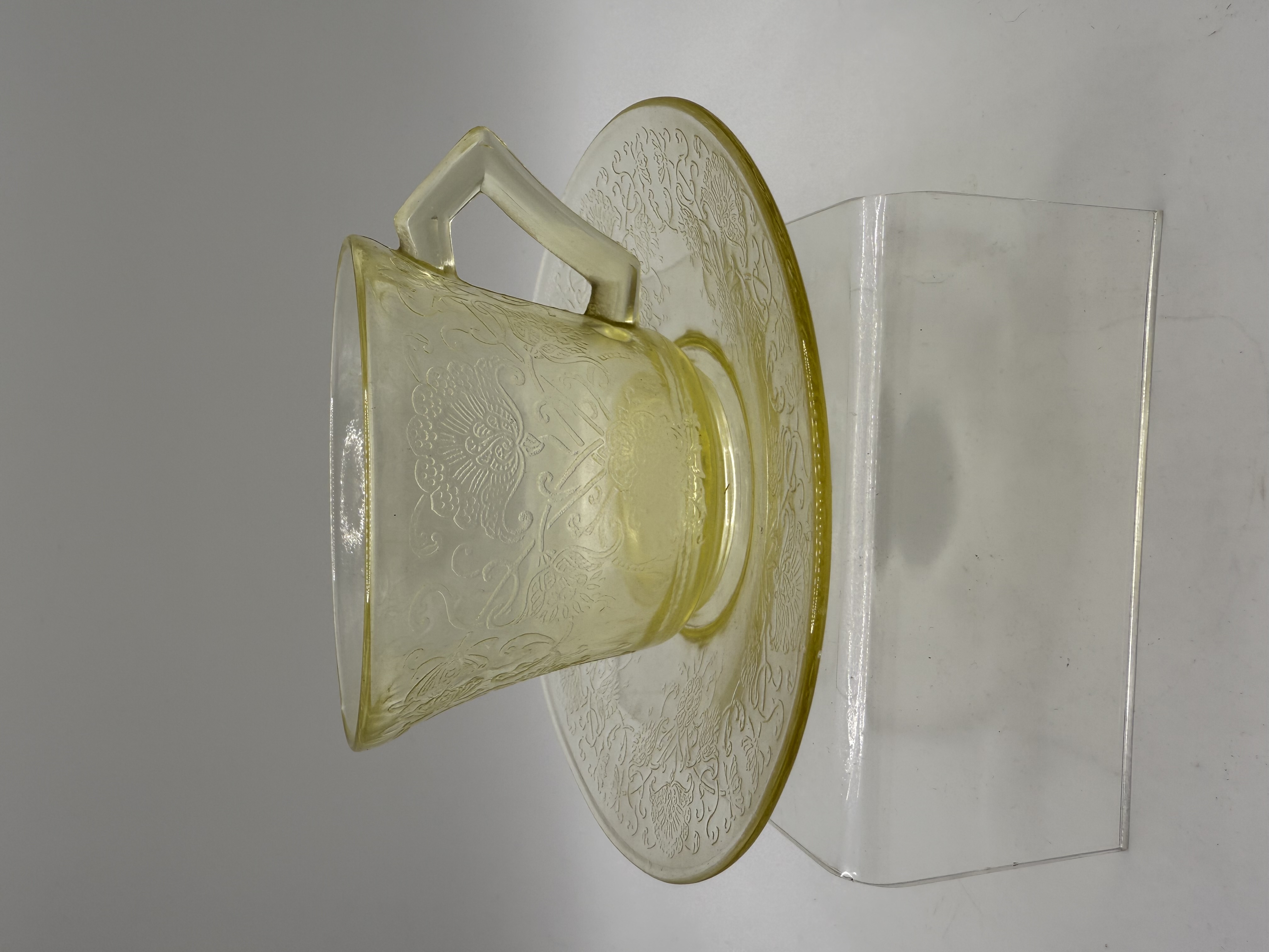 Florentine 2 Yellow Depression Glass Cup and Saucer By Hazel and Atlas