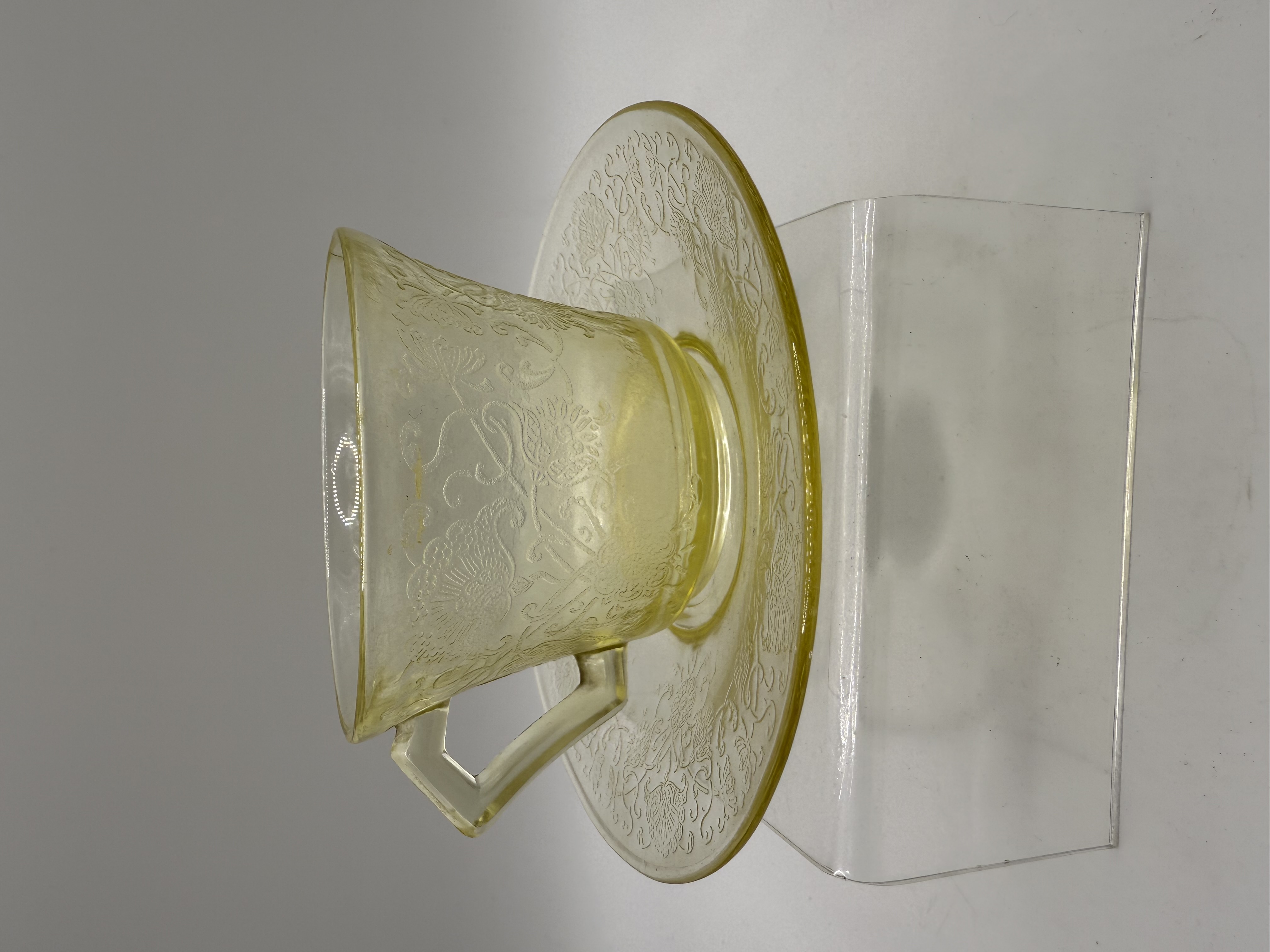 Florentine 2 Yellow Depression Glass Cup and Saucer By Hazel and Atlas