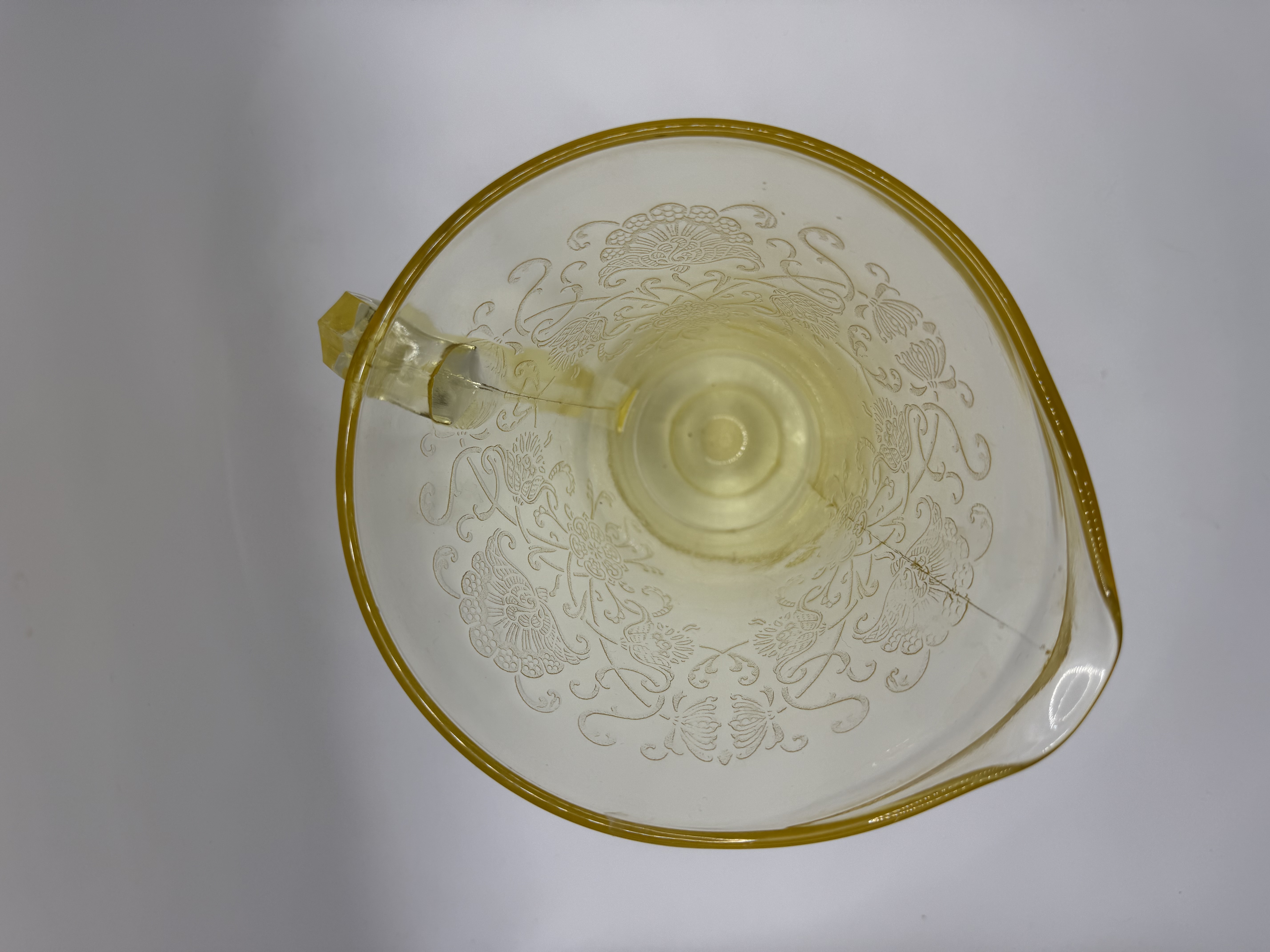 Florentine 2 Yellow Depression Glass Pitcher by Hazel Atlas 28 oz
