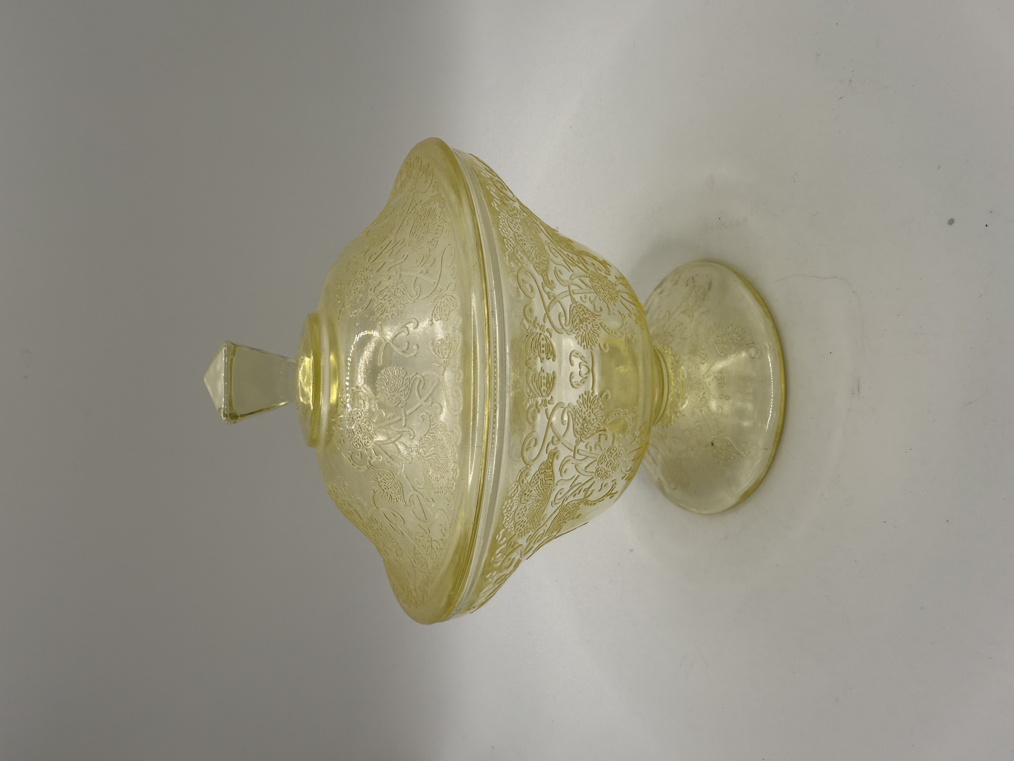 Florentine 2 Yellow Depression Glass Candy Dish by Hazel Atles