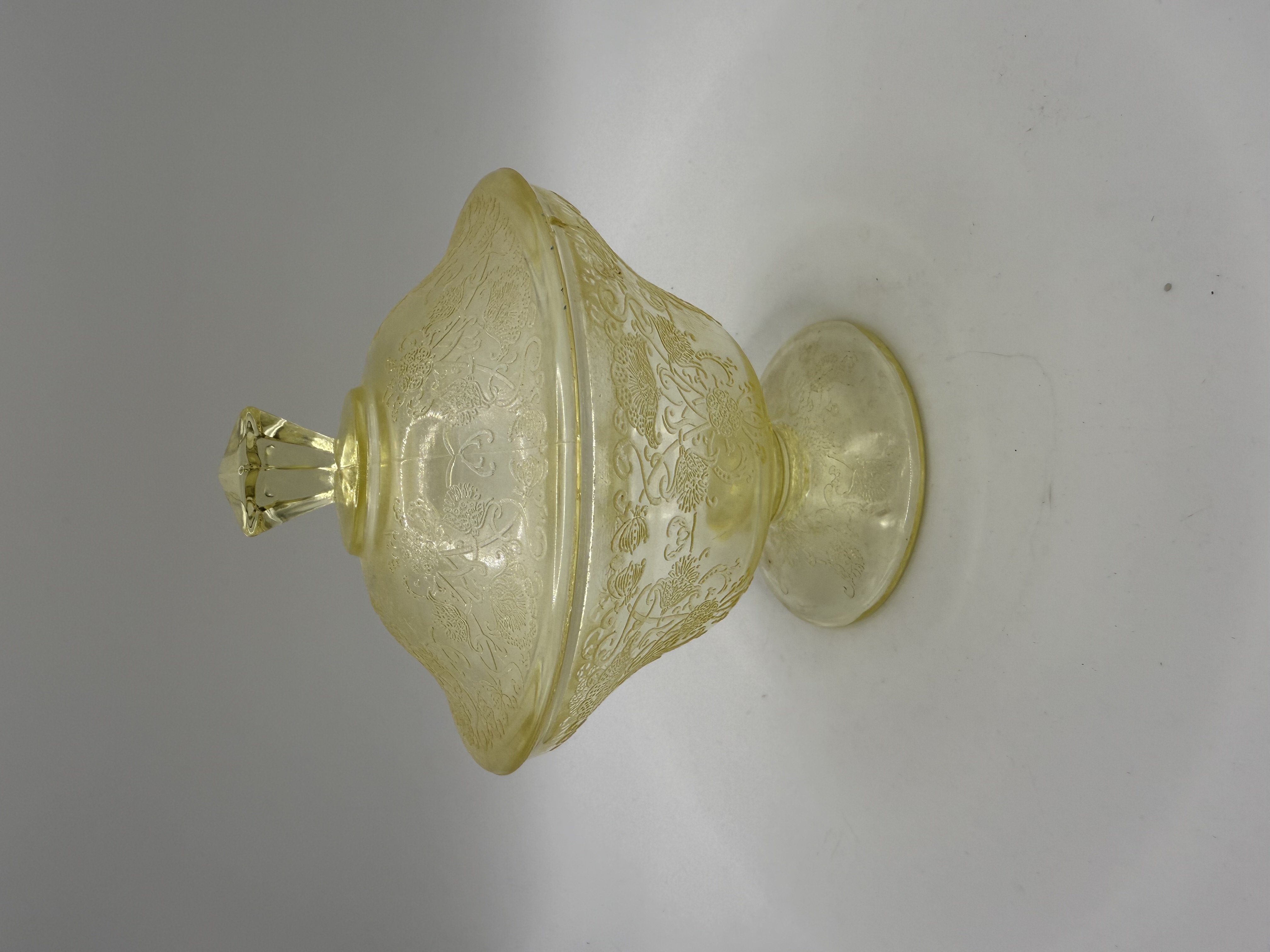 Florentine 2 Yellow Depression Glass Candy Dish by Hazel Atles