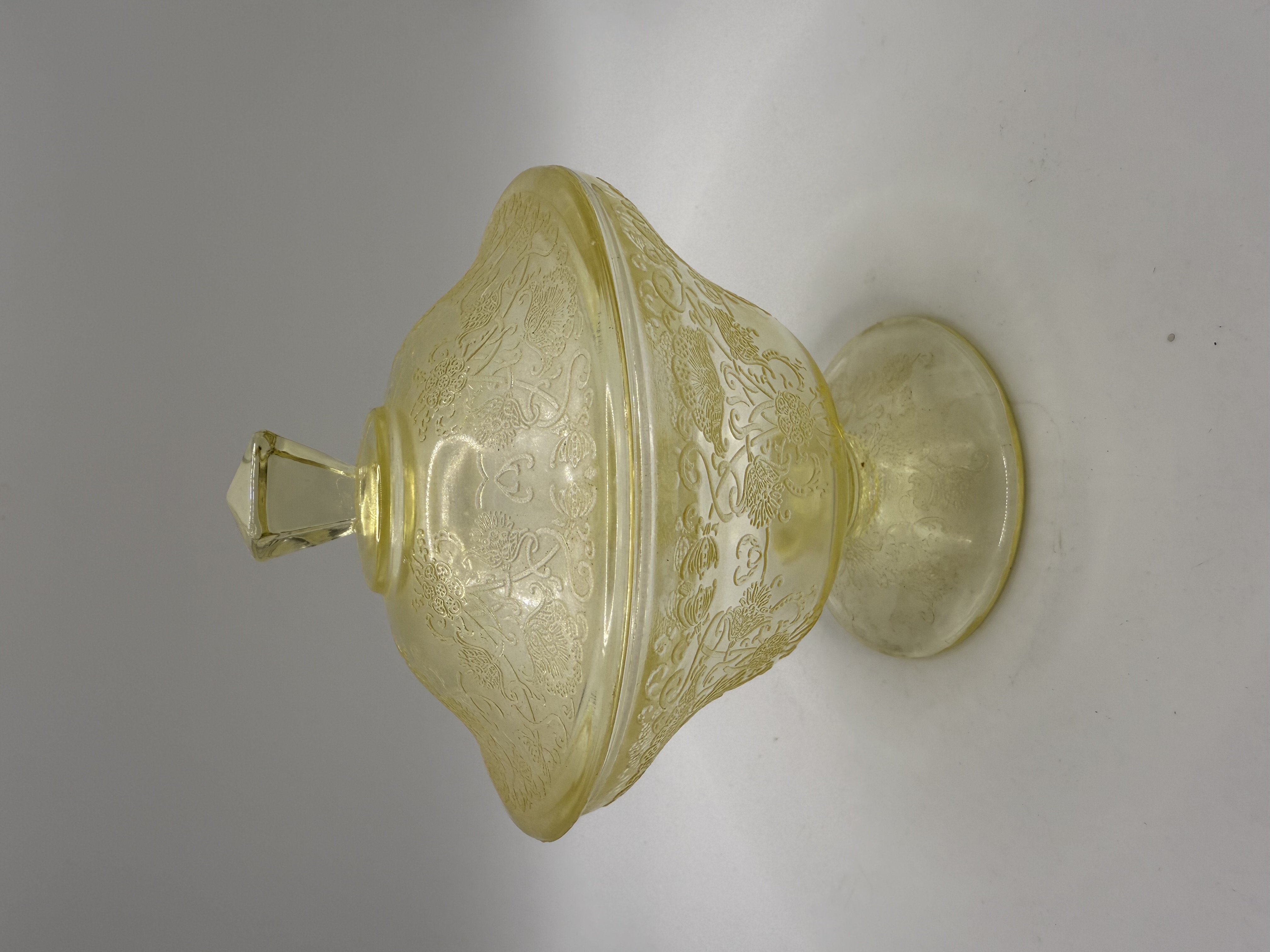 Florentine 2 Yellow Depression Glass Candy Dish by Hazel Atles