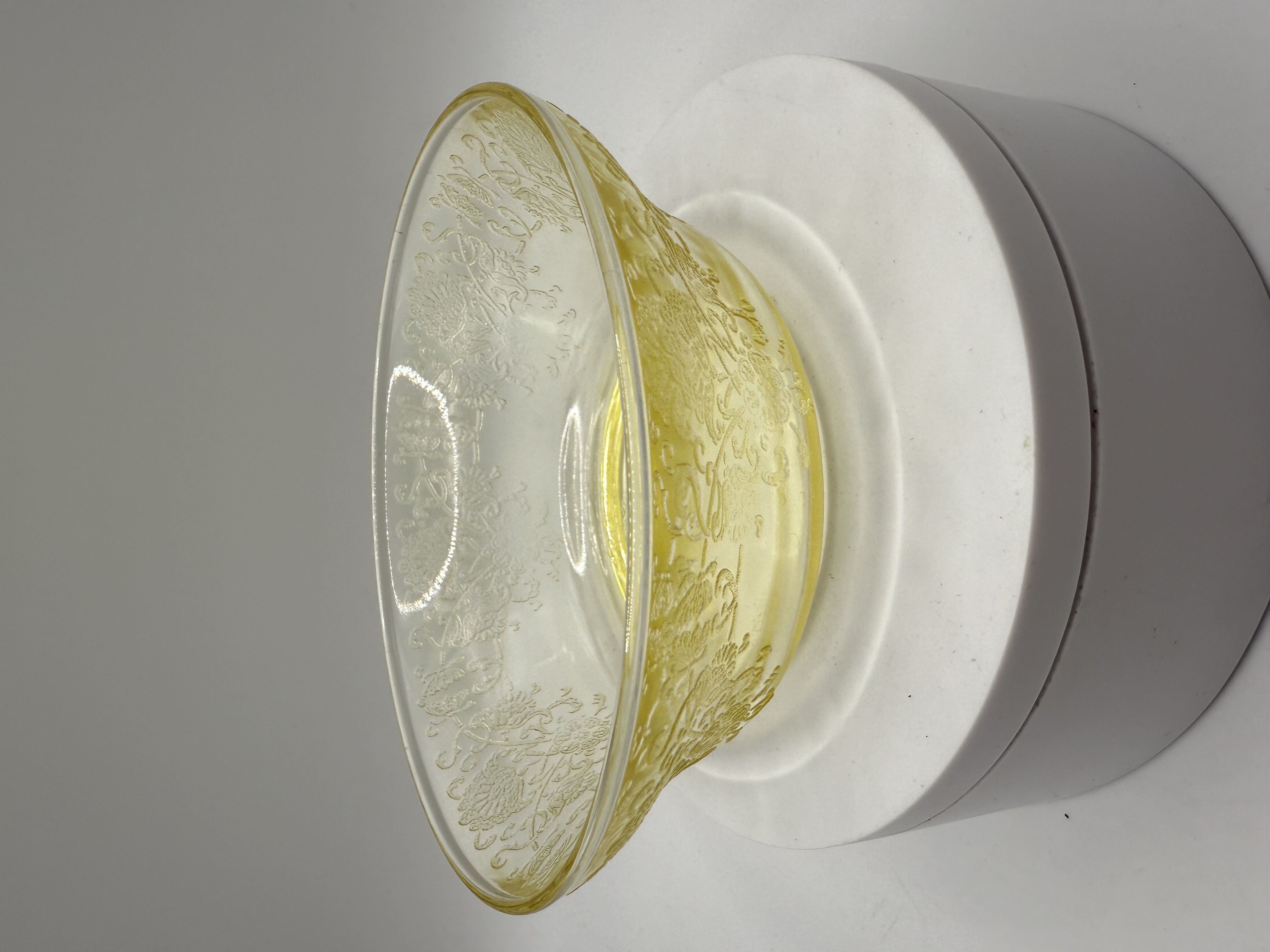 Florentine 2 Yellow Depression Glass Small 4 Inch Berry, Fruit Bowl by Hazel Atlas