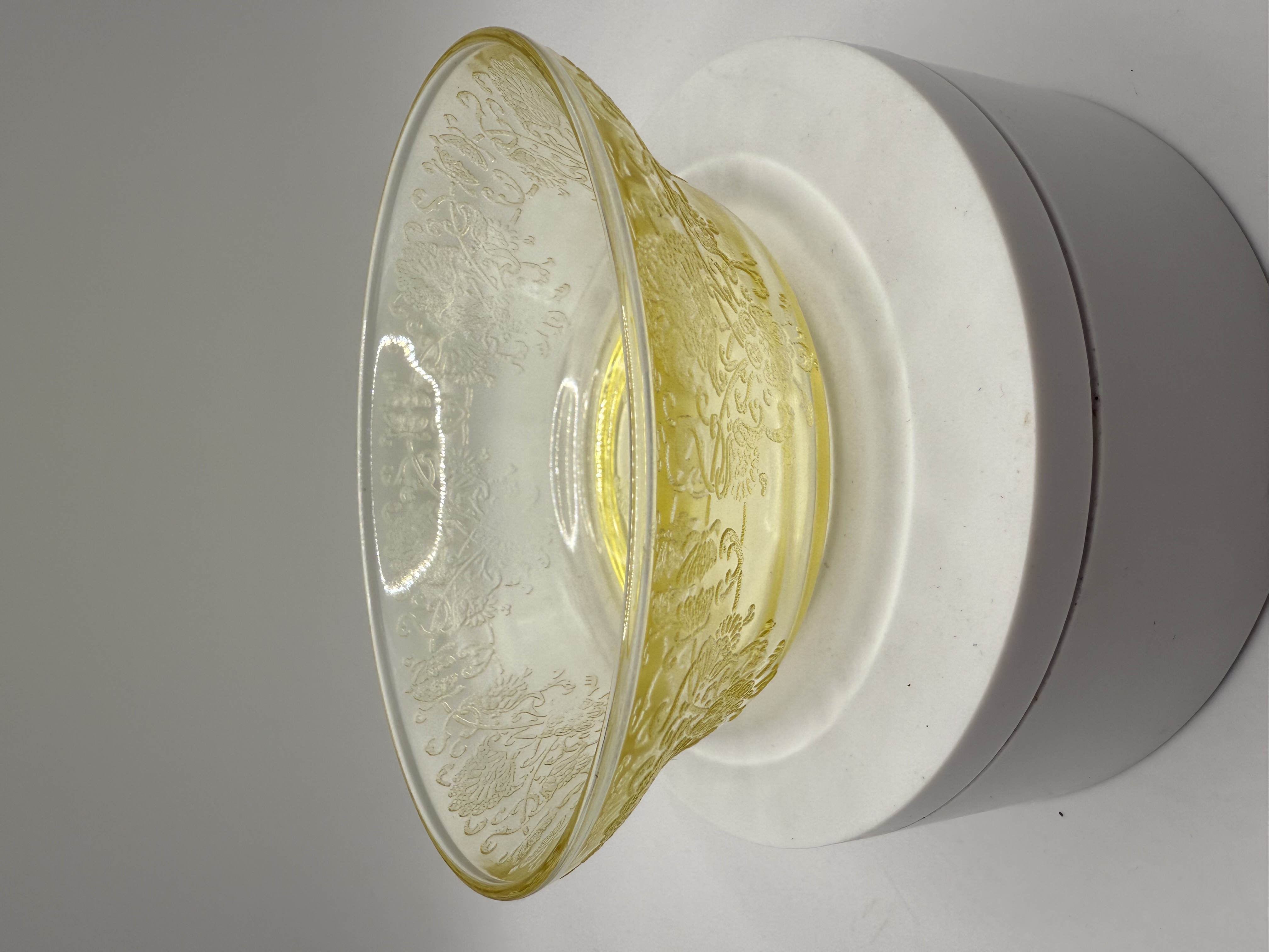 Florentine 2 Yellow Depression Glass Small 4 Inch Berry, Fruit Bowl by Hazel Atlas