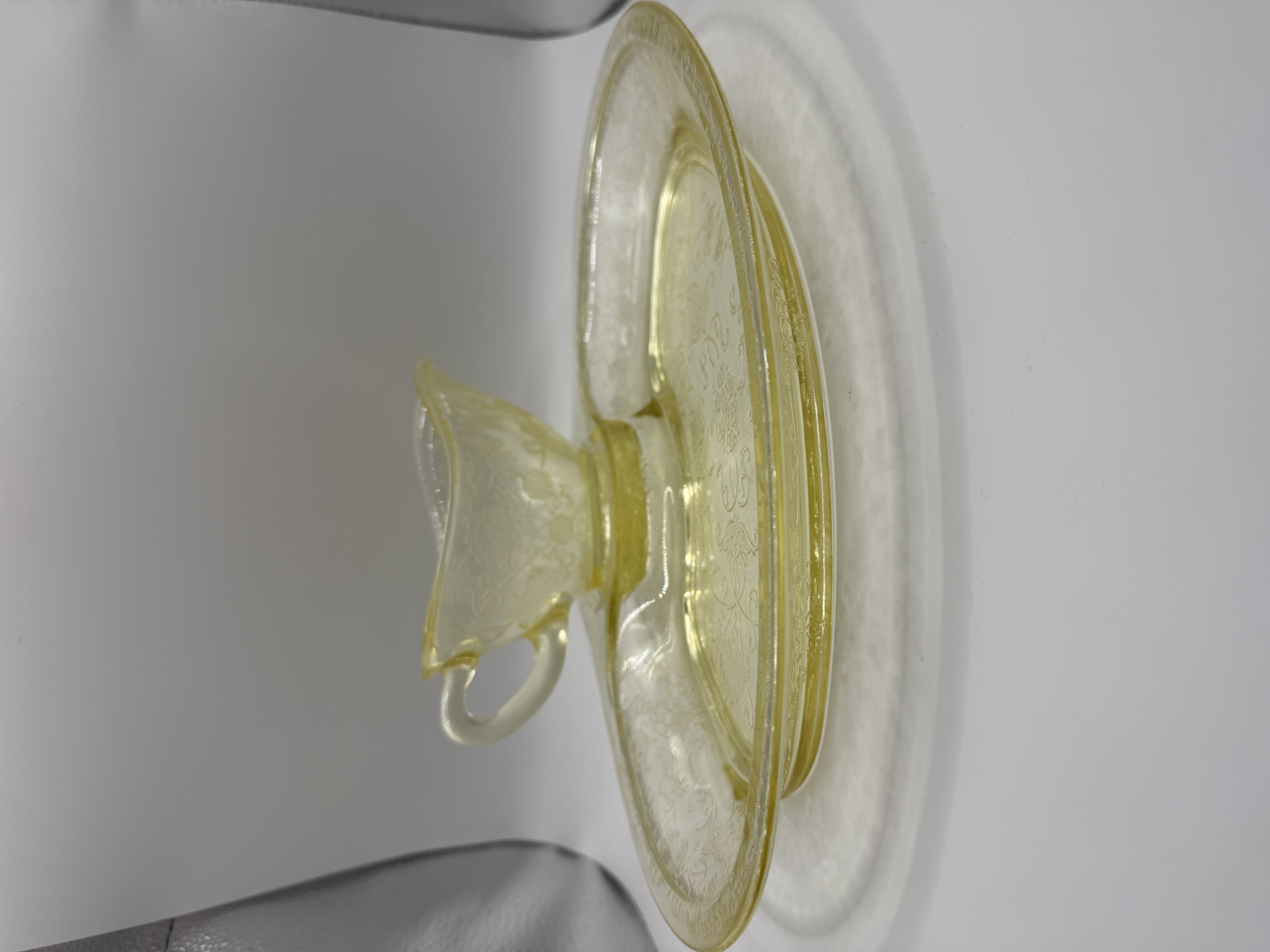 Florentine 2 Yellow Depression Glass Gravy Boat and Platter by Hazel Atlas