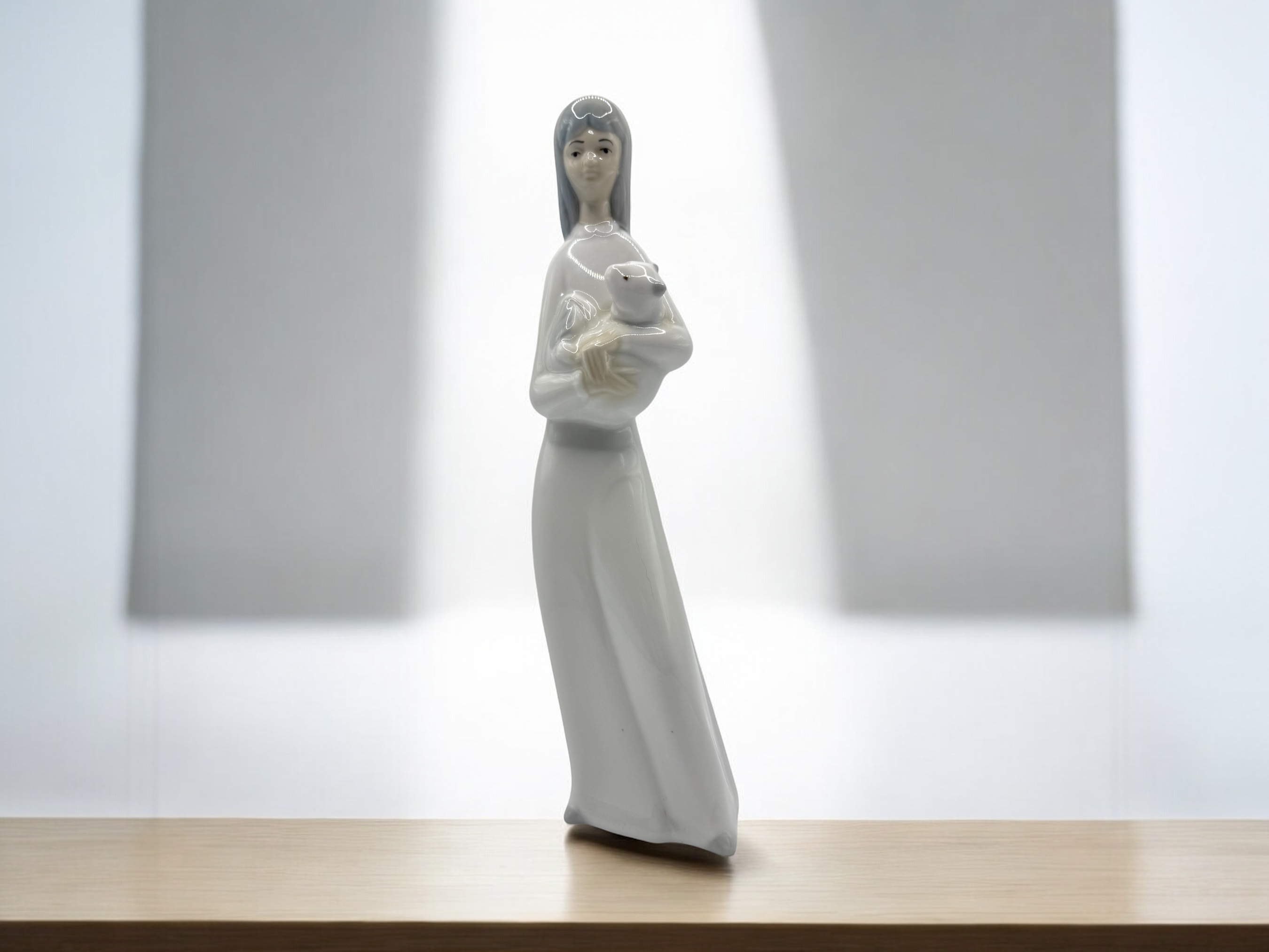 Lladro Miquel Requena Porcelain Girl Holding Cat Figurine Valencia Spain