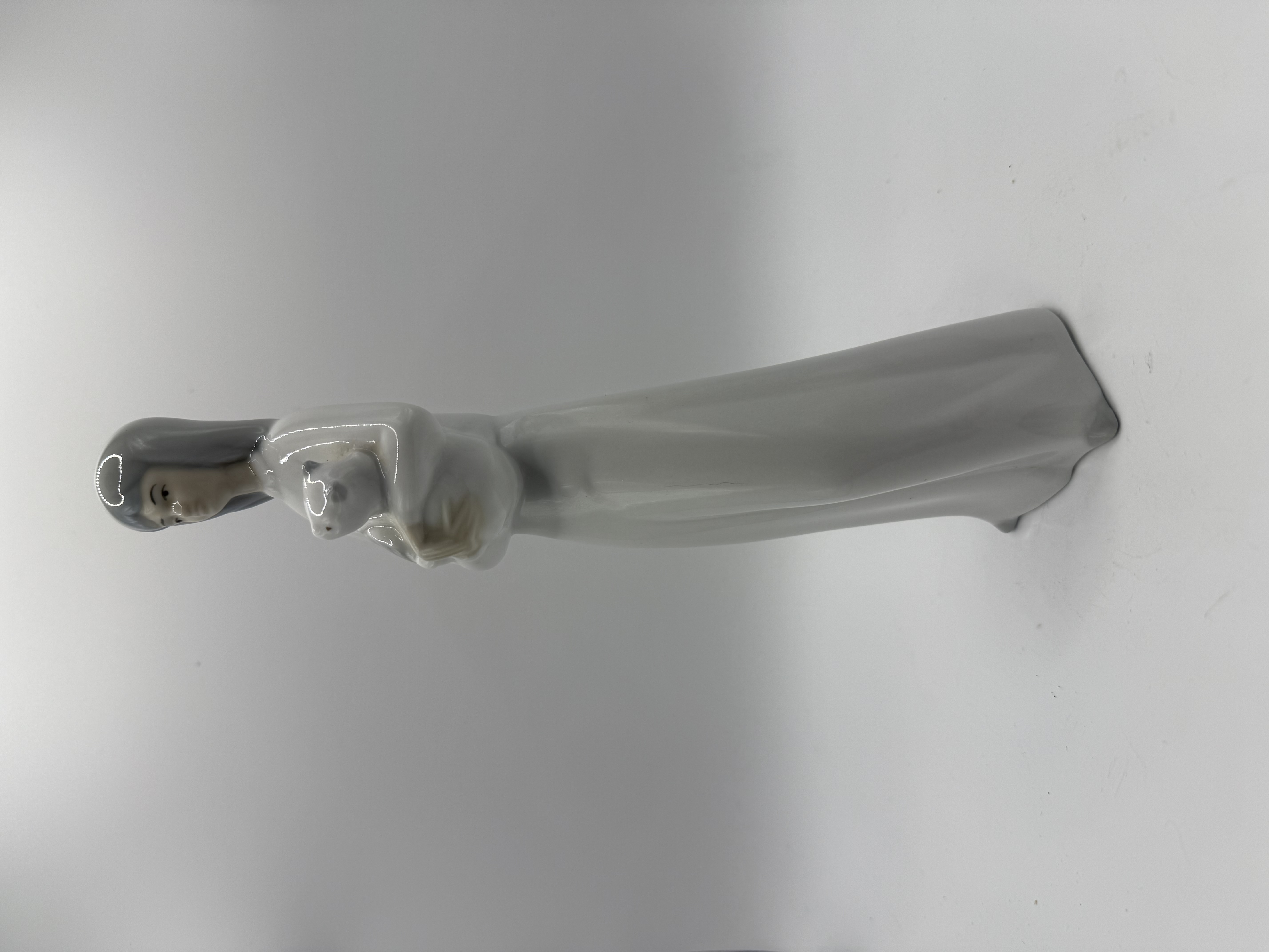 Lladro Miquel Requena Porcelain Girl Holding Cat Figurine Valencia Spain